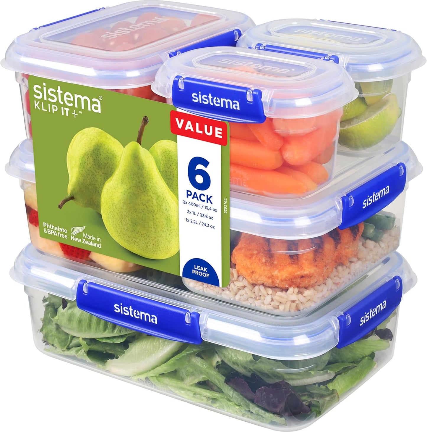 6 x Klip It Plus Frischhaltedosen, 6er Pack