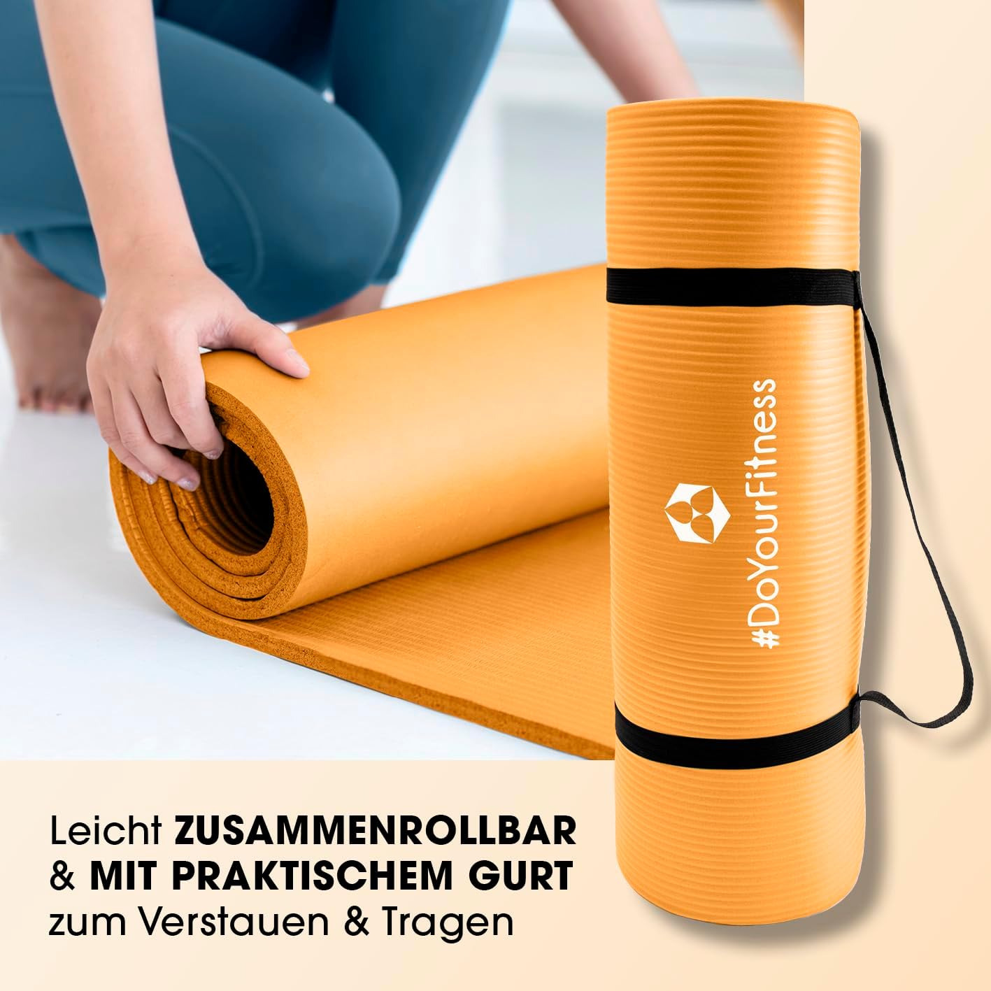 Gelenkschonende Fitnessmatte für Gymnastik und Yoga, 183 x 61 x 2 cm Orange