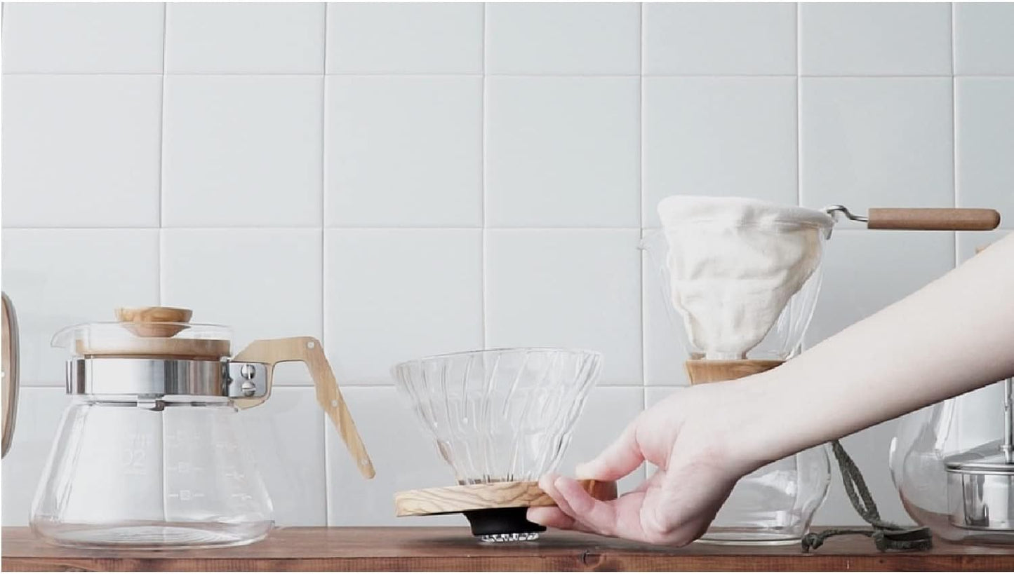 V60 Kaffeefilter, Olivenholz 01 Glas