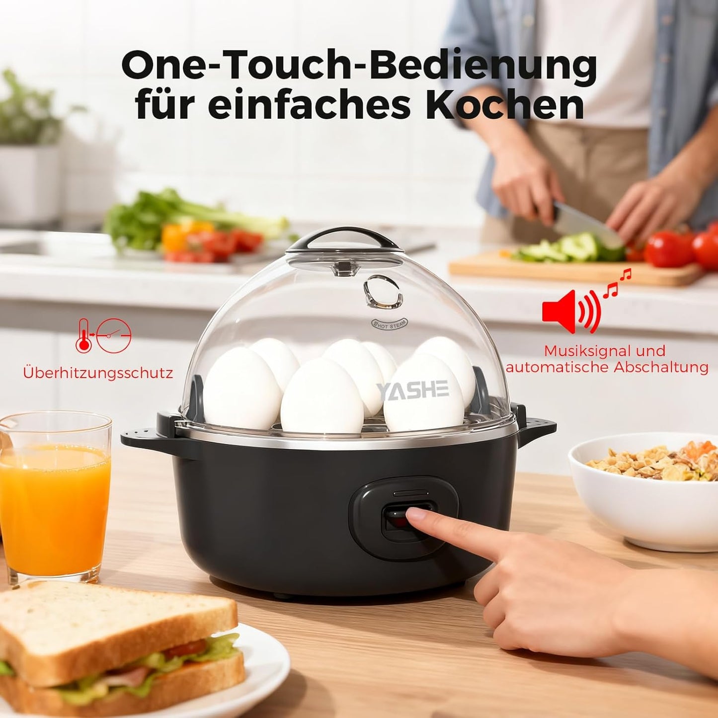 Elektrischer Eierkocher für 7 Eier mit Signalton