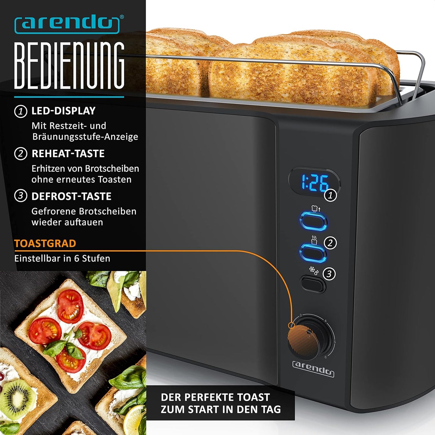 Frühstücks Set - Wasserkocher ELEGANT, Toaster FRUKOST, Eierkocher SIXCOOK, B: Schwarz