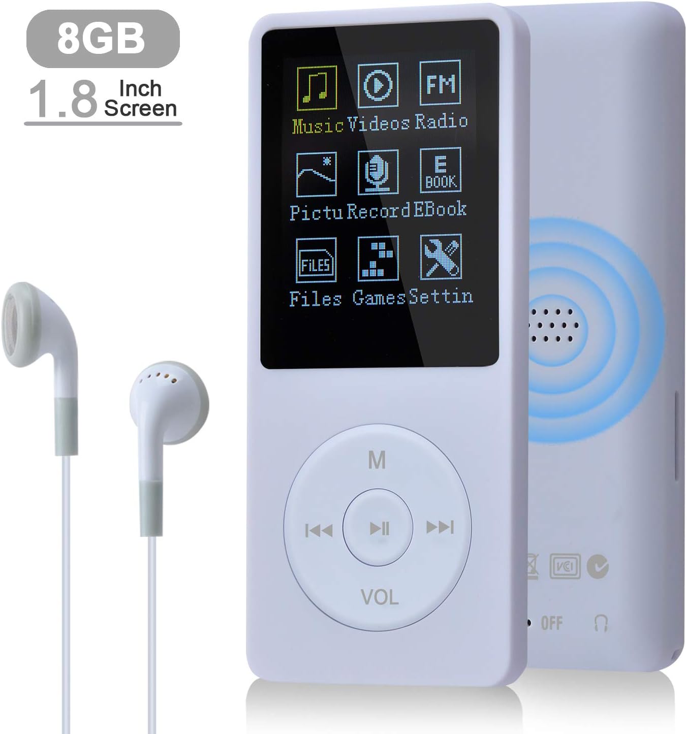 Tragbarer MP3-Player ‎BL-041 mit HiFi-Sound und SD-Support, 8G, Weiss