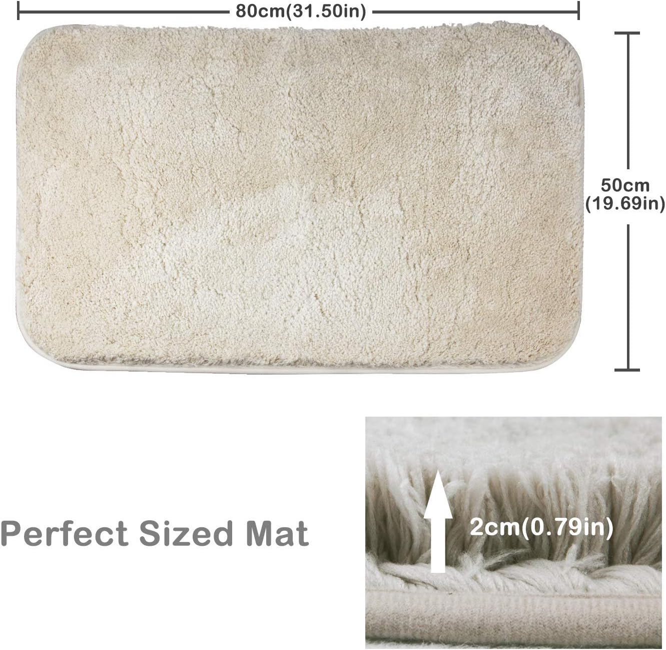 Hochflor Badteppich, 50 x 80 cm (Rechteckig) Beige