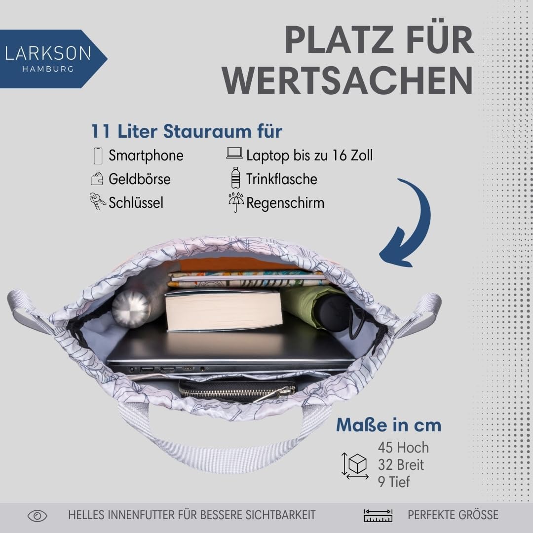 Turnbeutel No 7 mit Aussentasche, Flieder Muster