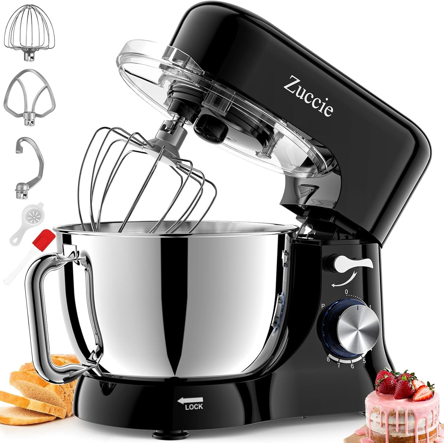 Küchenmaschine mit Edelstahlschüssel, Schwarz