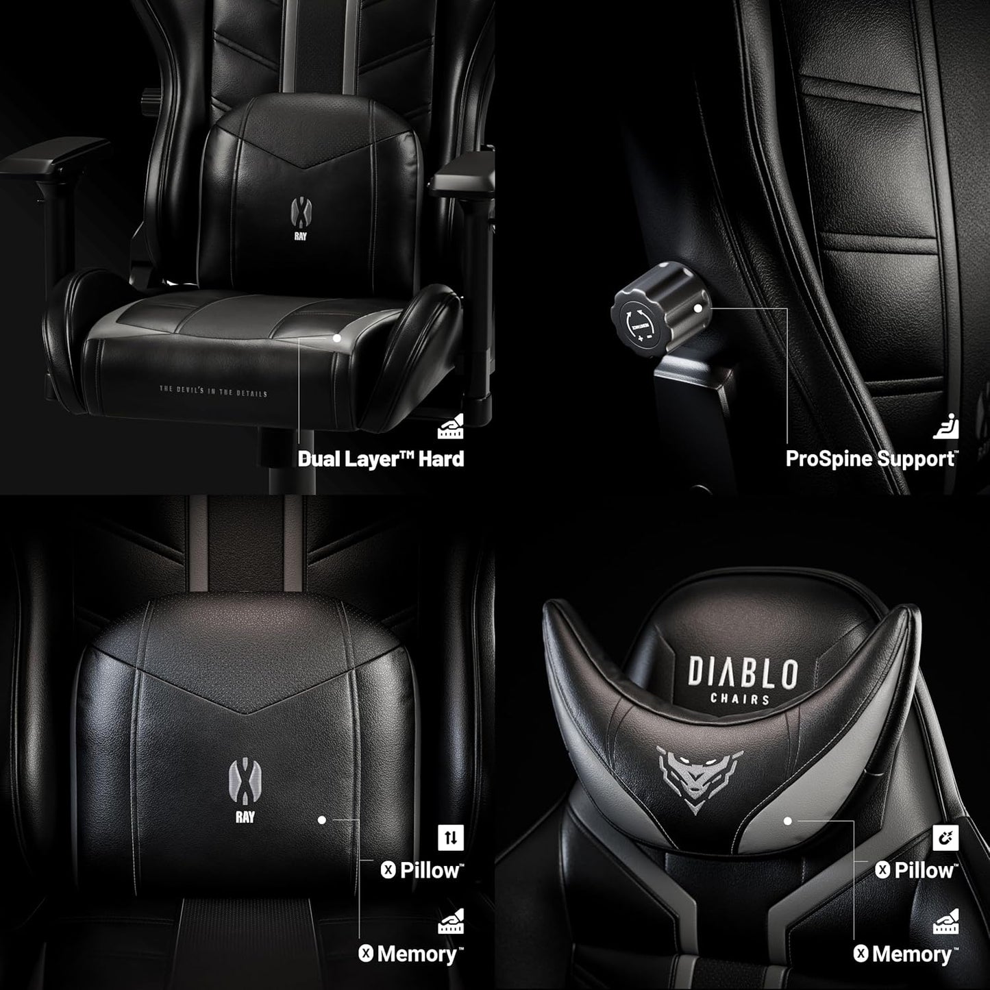 Ergonomischer Gaming-Stuhl X-Ray mit 4D Armlehnen, Schwarz-grau King (XL)