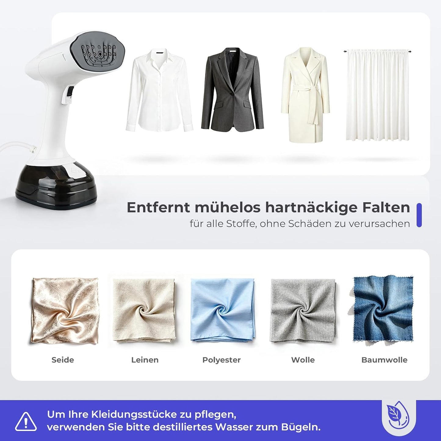 Dampfglätter & Steamer 1800W mit 3 Stufen, 1800w