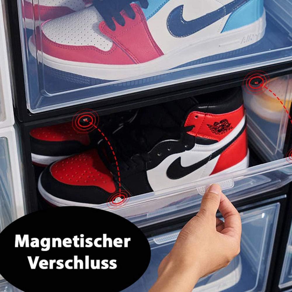 Stapelbare Schuhboxen LEX21, 6er-Set, mit Magnetverschluss, bis Grösse 47, Weiss 6er Set