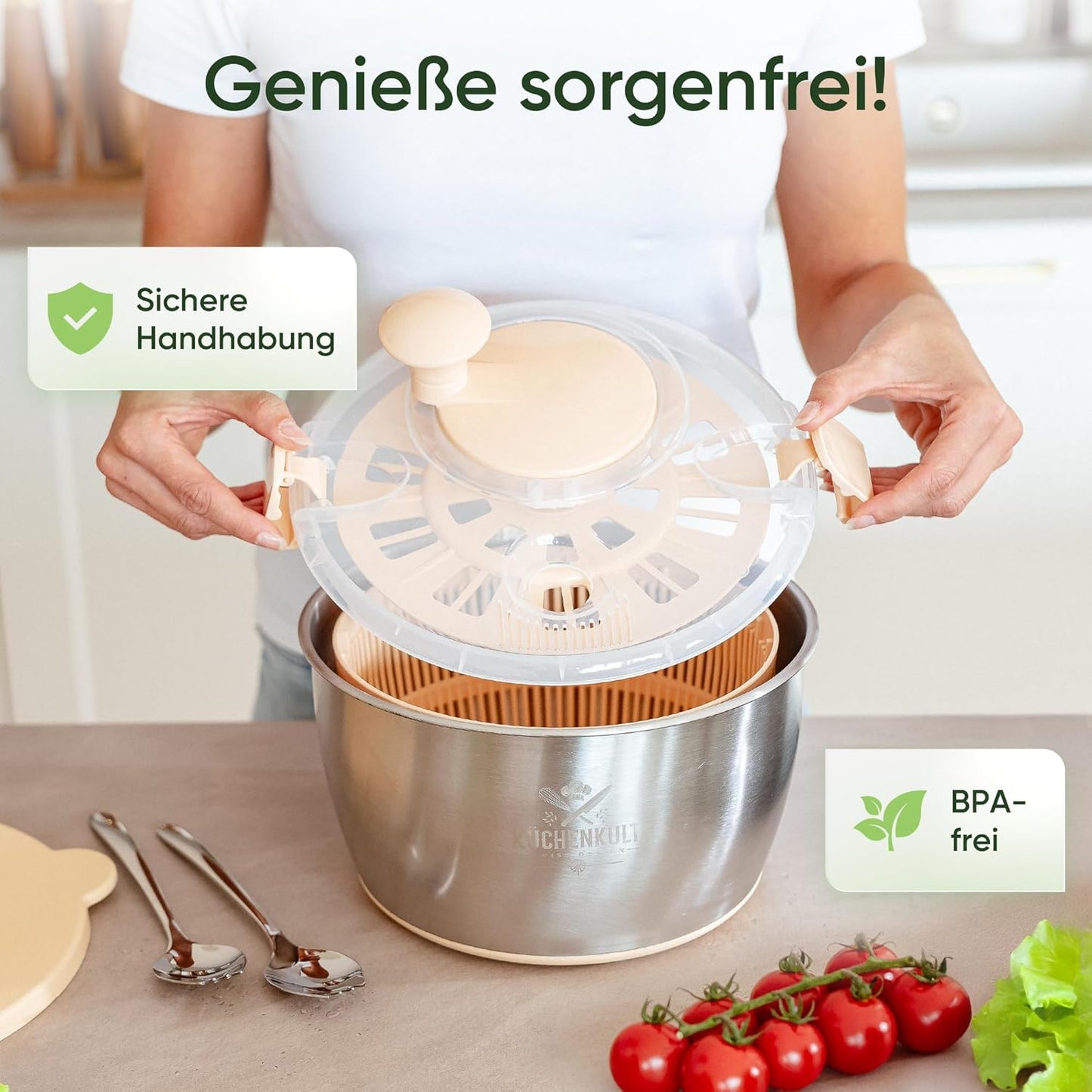 Salatschleuder mit Frischhaltedeckel