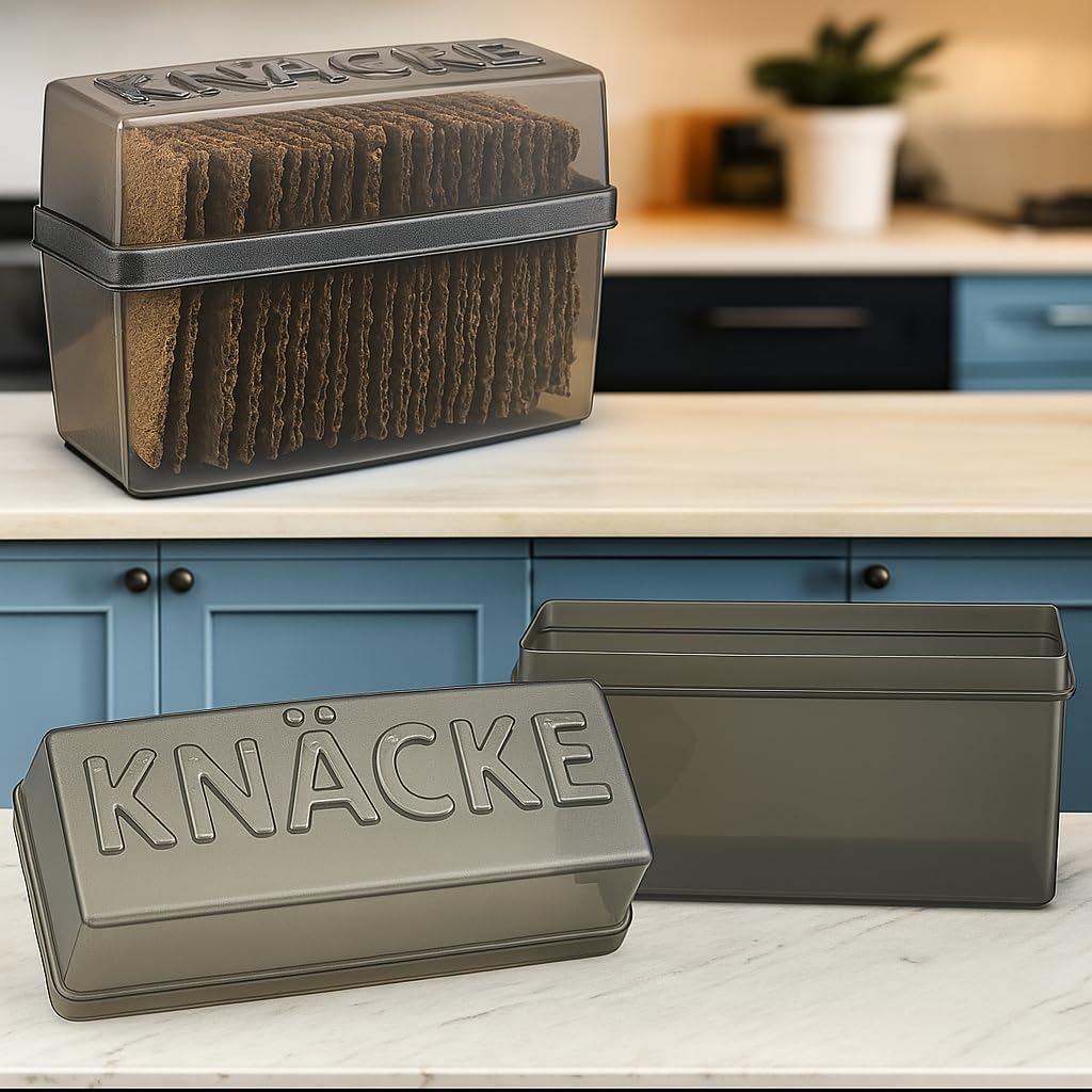 Knäckebrotdose mit Deckel, 2 Stück, 2 Stück - Grau