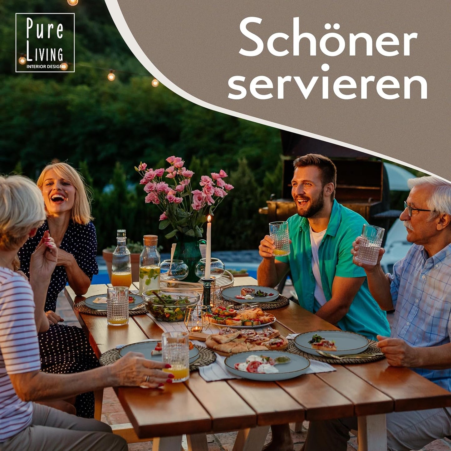 6er-Set Suppenteller, Tiefe Teller (6x) Rauchblau