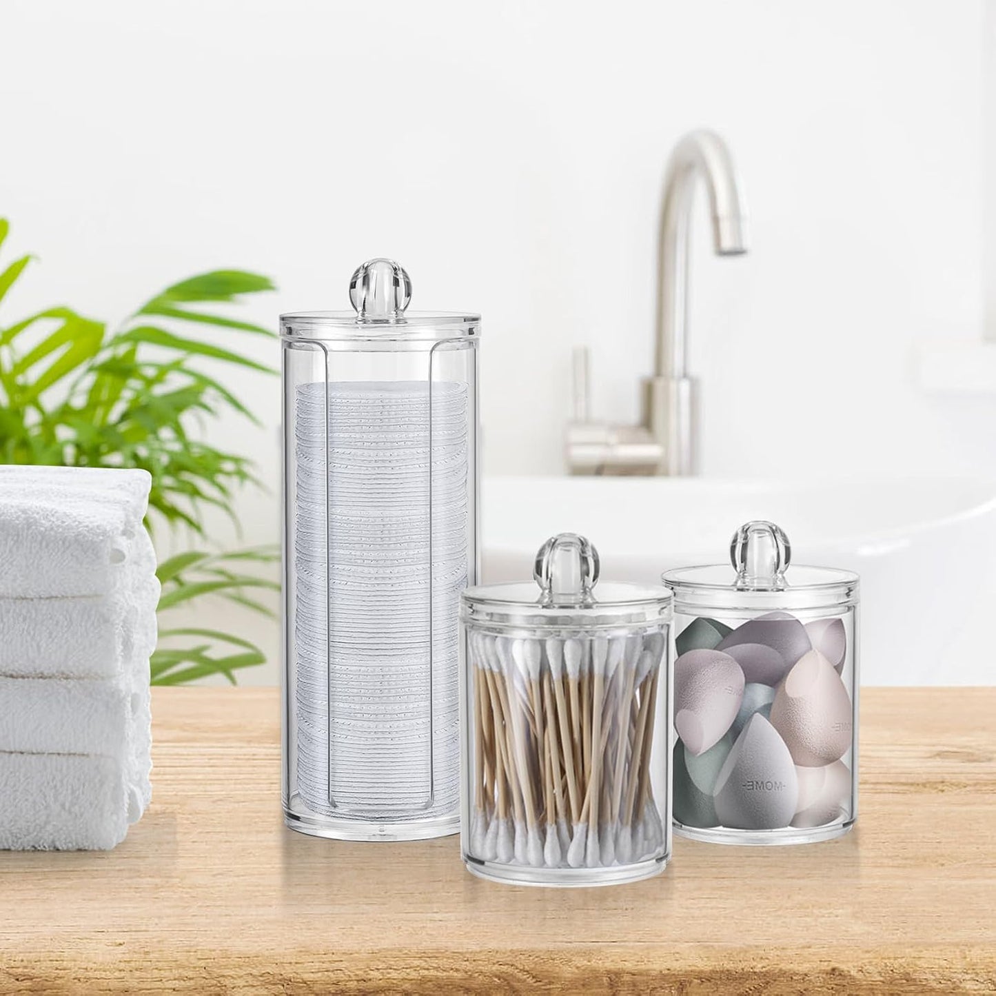 3-teiliges Wattepad- und Wattestäbchen Spender-Set