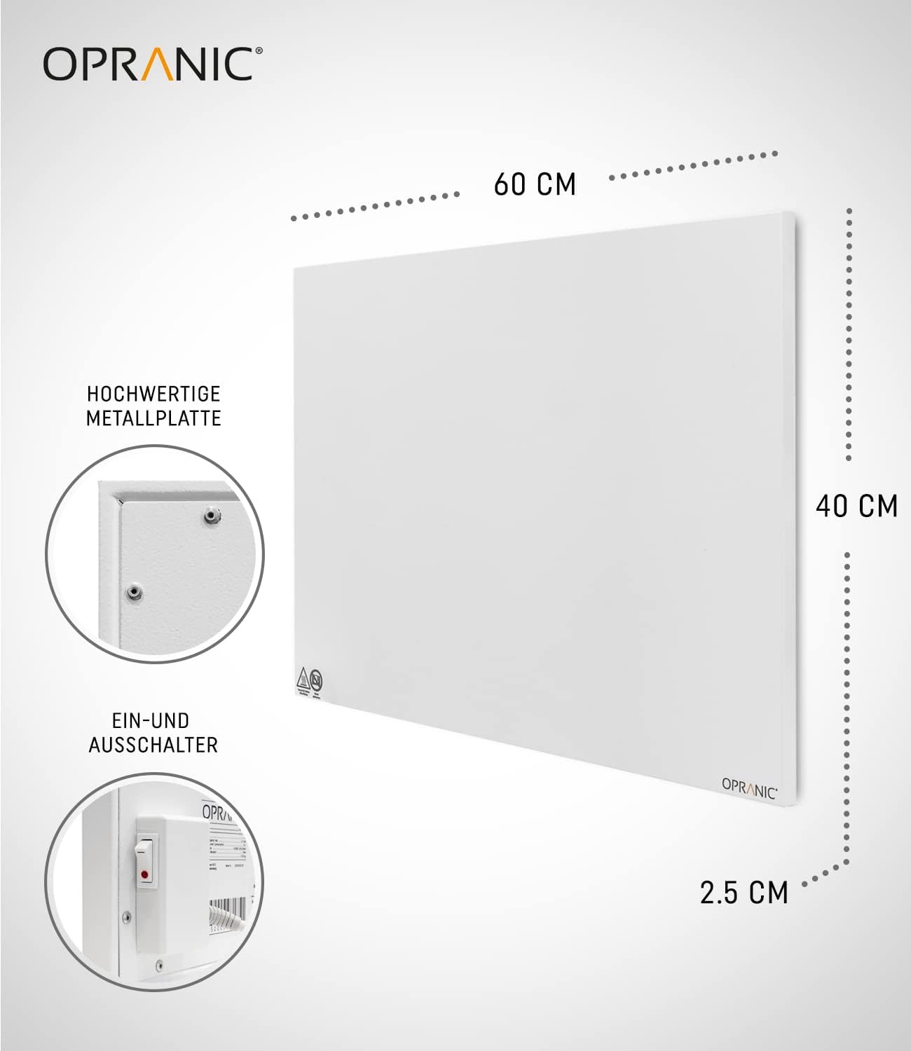 Infrarotheizung für Deckenmontage, Weiß 300 Watt