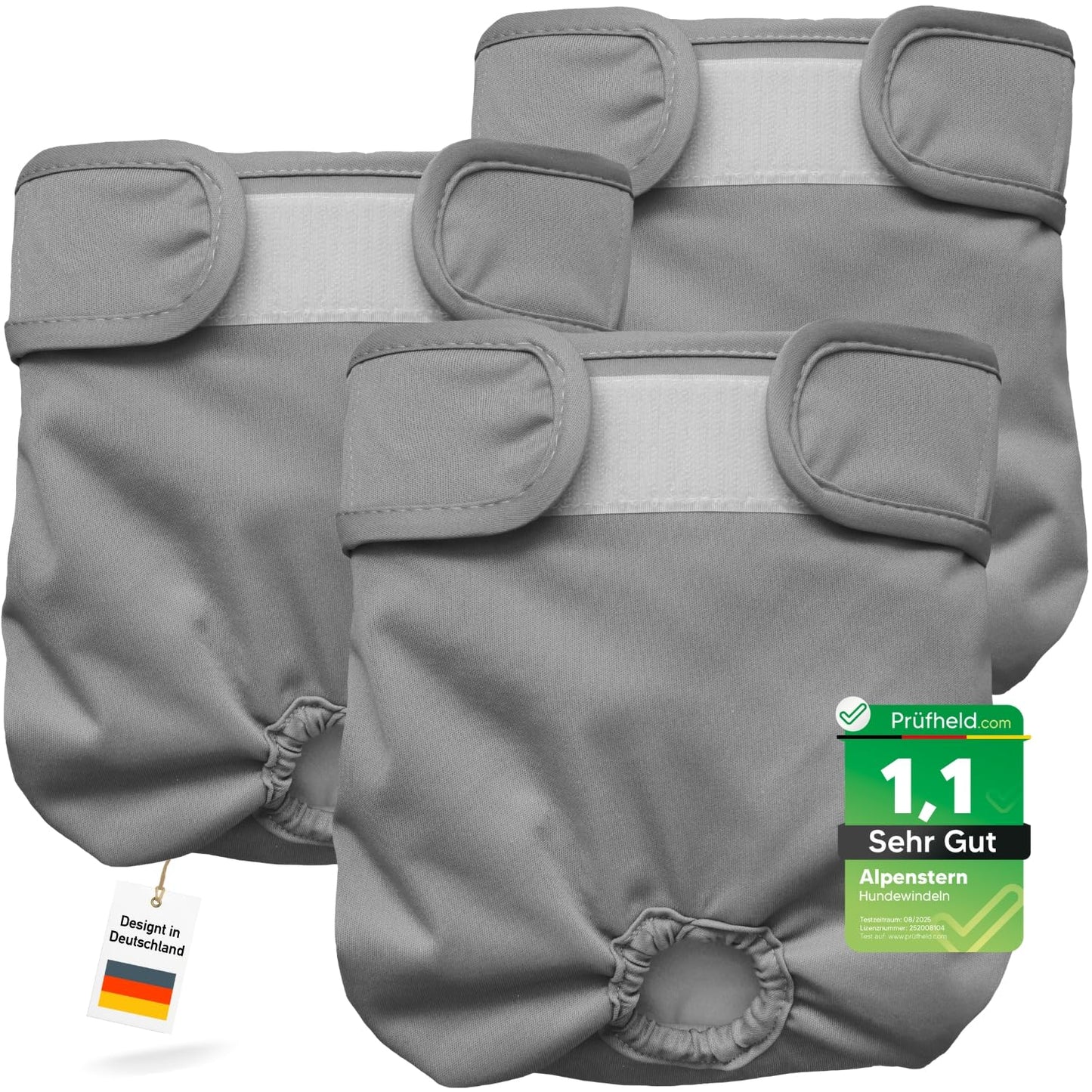 Hundewindeln Set waschbar & wiederverwendbar, Grau XL