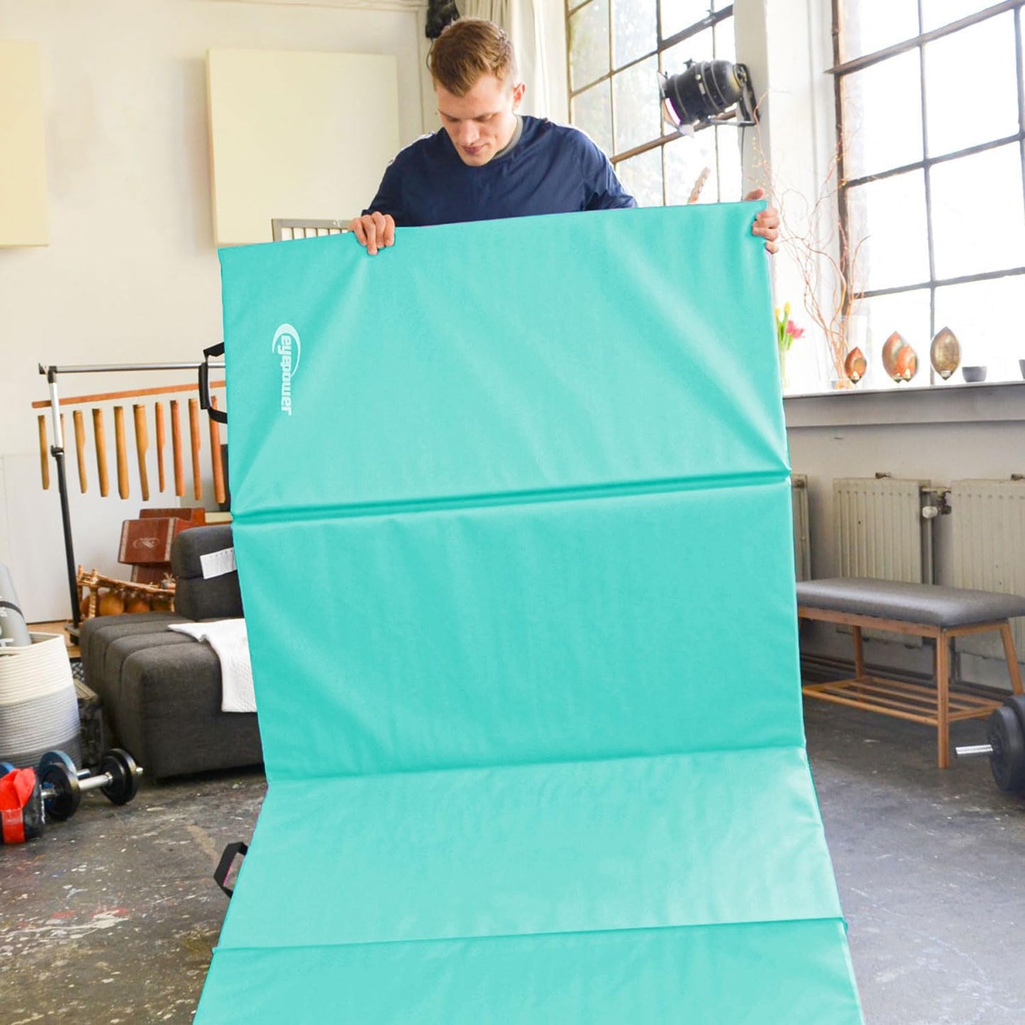 Klappbare Turnmatte, 300 x 100 x 5 cm Mint-Lila