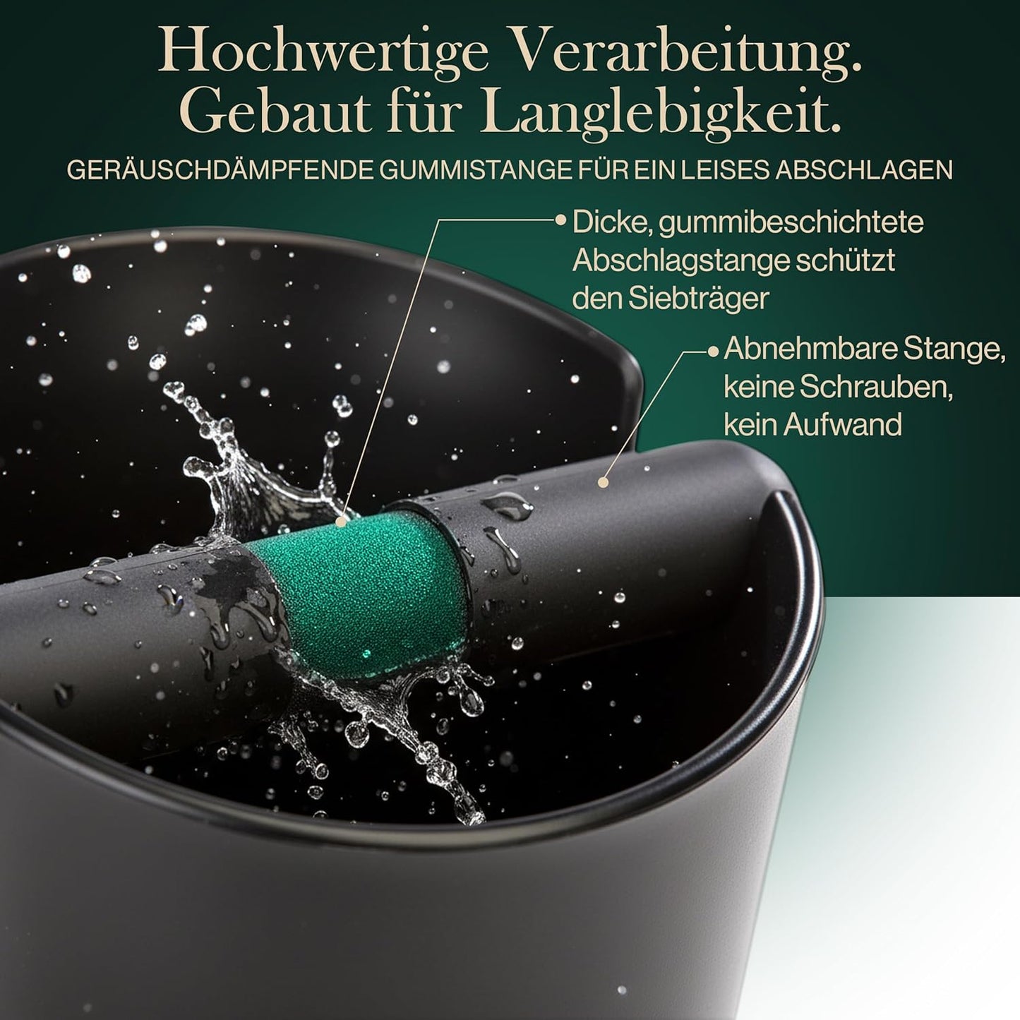 Geräuschdämpfender und rutschfester Abklopfbehälter, 12 cm Schwarz