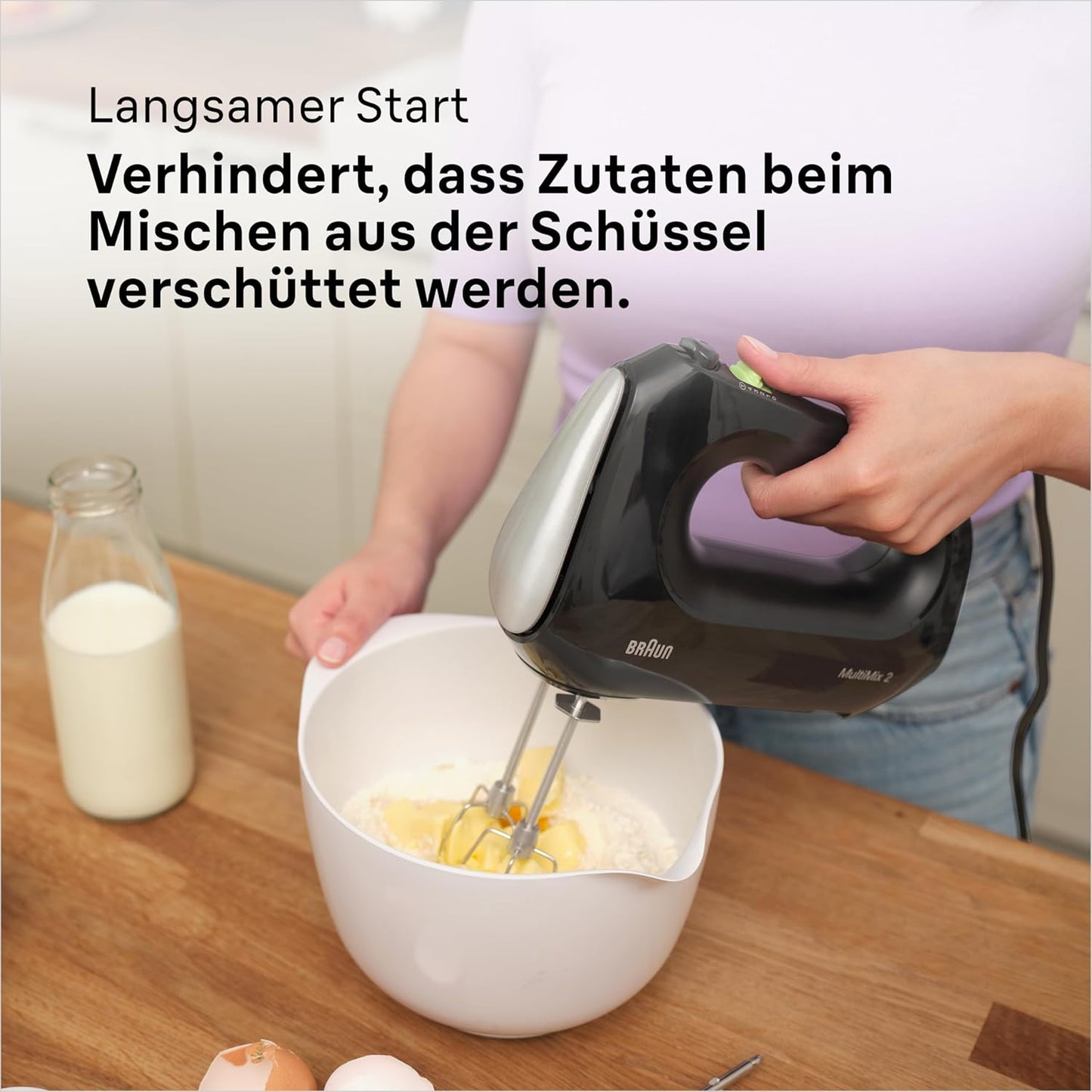 HM2110 BK Handmixer, Schwarz MultiMix 2 - inkl. Schneebesen & Knethaken