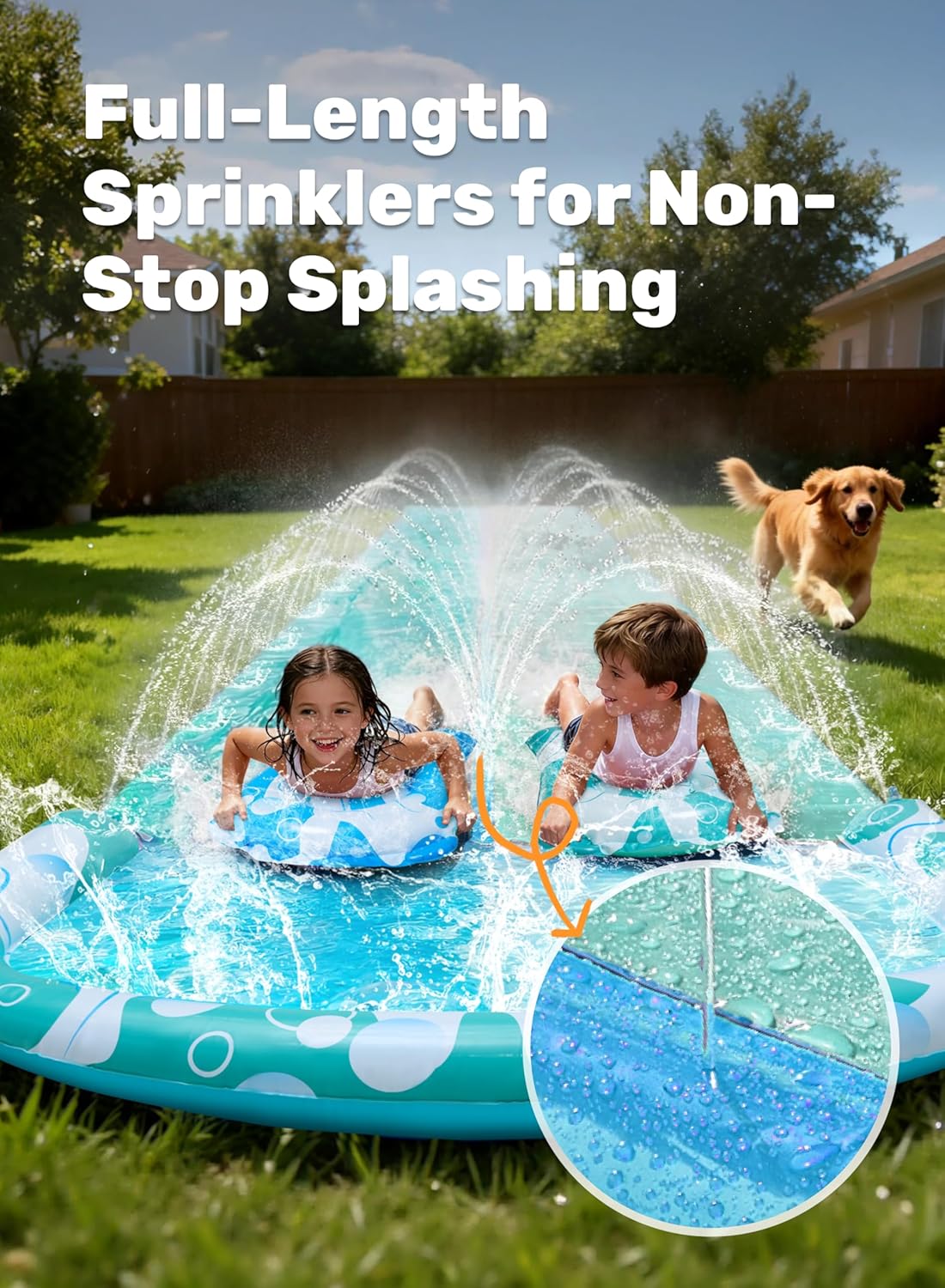 Wasserrutsche mit Bodyboards und Sprinkler, 685,8 cm Blau, Hellblau