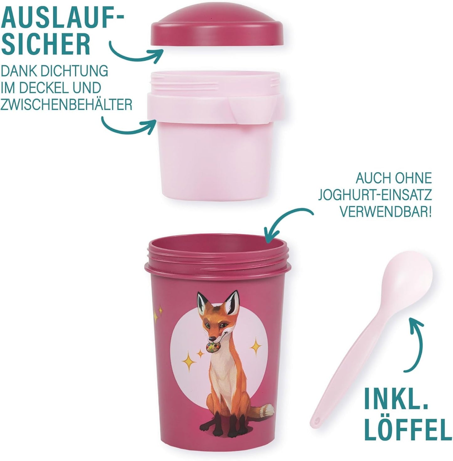 Auslaufsicherer Müslibecher To Go: Die Schule der Magischen Tiere, Rot