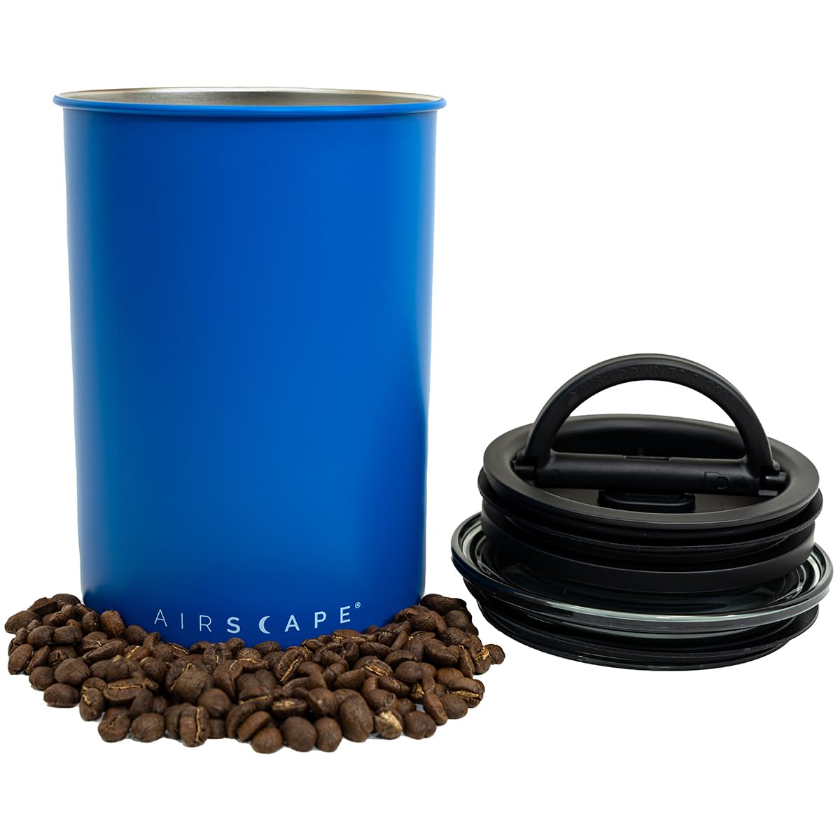 Kaffeedose mit luftdichtem Deckel, Mattes Blau Medium