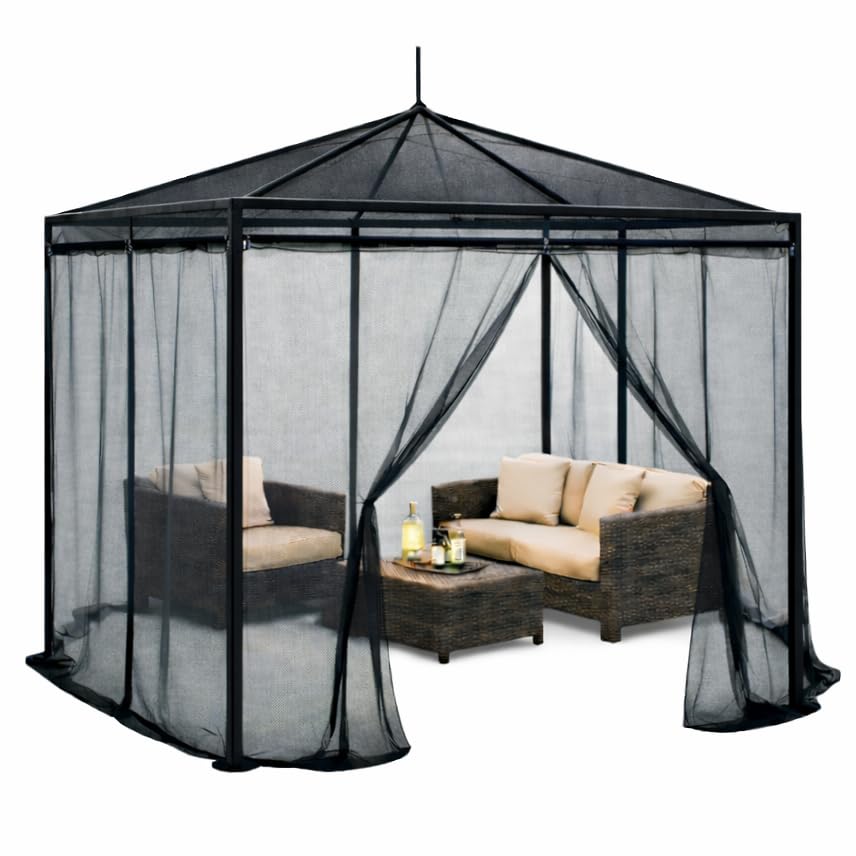 Moskitonetz für Pavillon Outdoor XL, 400x400 Schwarz