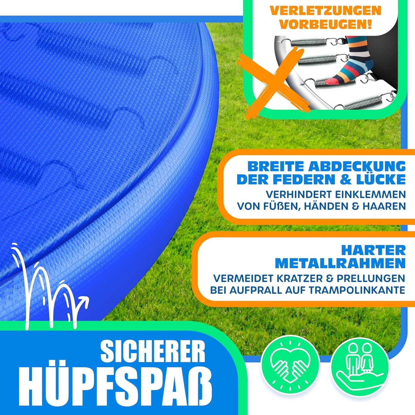 Trampolin Randabdeckung UV-beständig, Blau 244 cm