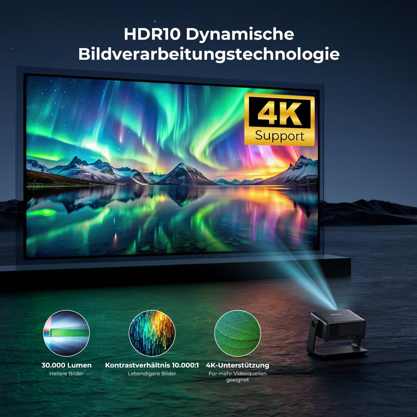 Smart Beamer AC201 4K mit Netflix-Unterstützung, Schwarz