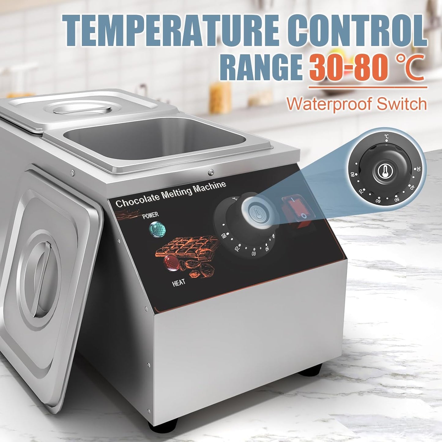 Schokoladen-Temperiermaschine mit 2 Töpfen, Edelstahl