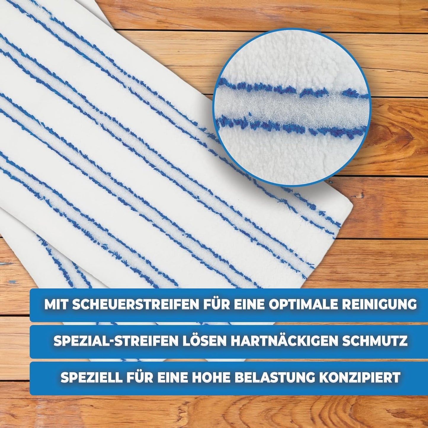 5 Stück Microfaser-Moppbezüge mit Abrasivstreifen (50cm), 5