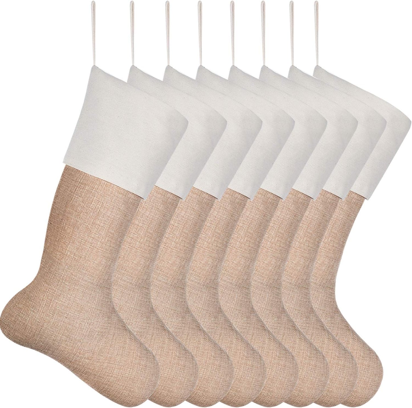 8-teiliges Weihnachtsstrumpf-Set, Flachs / 8