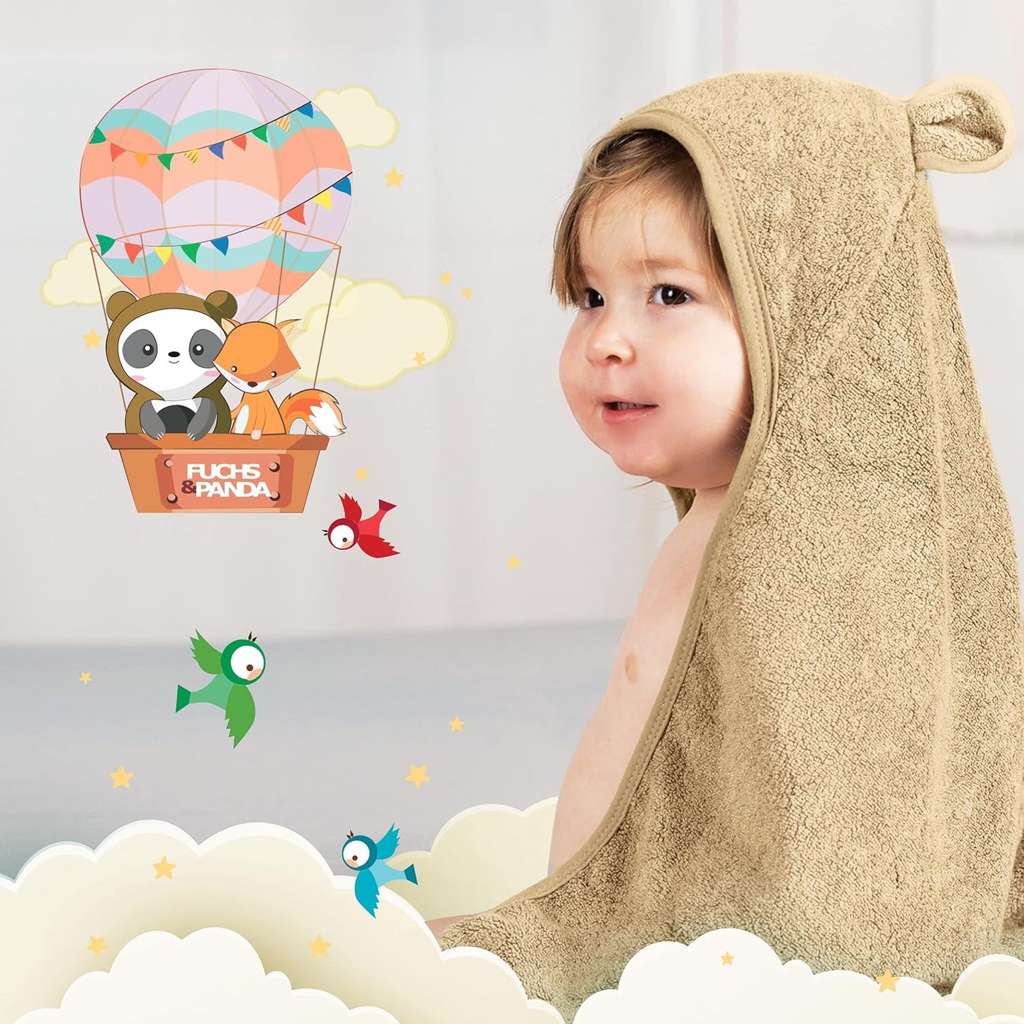 Baby Kapuzenhandtuch (extra dick & weich) 75x75cm, Mojave-beige