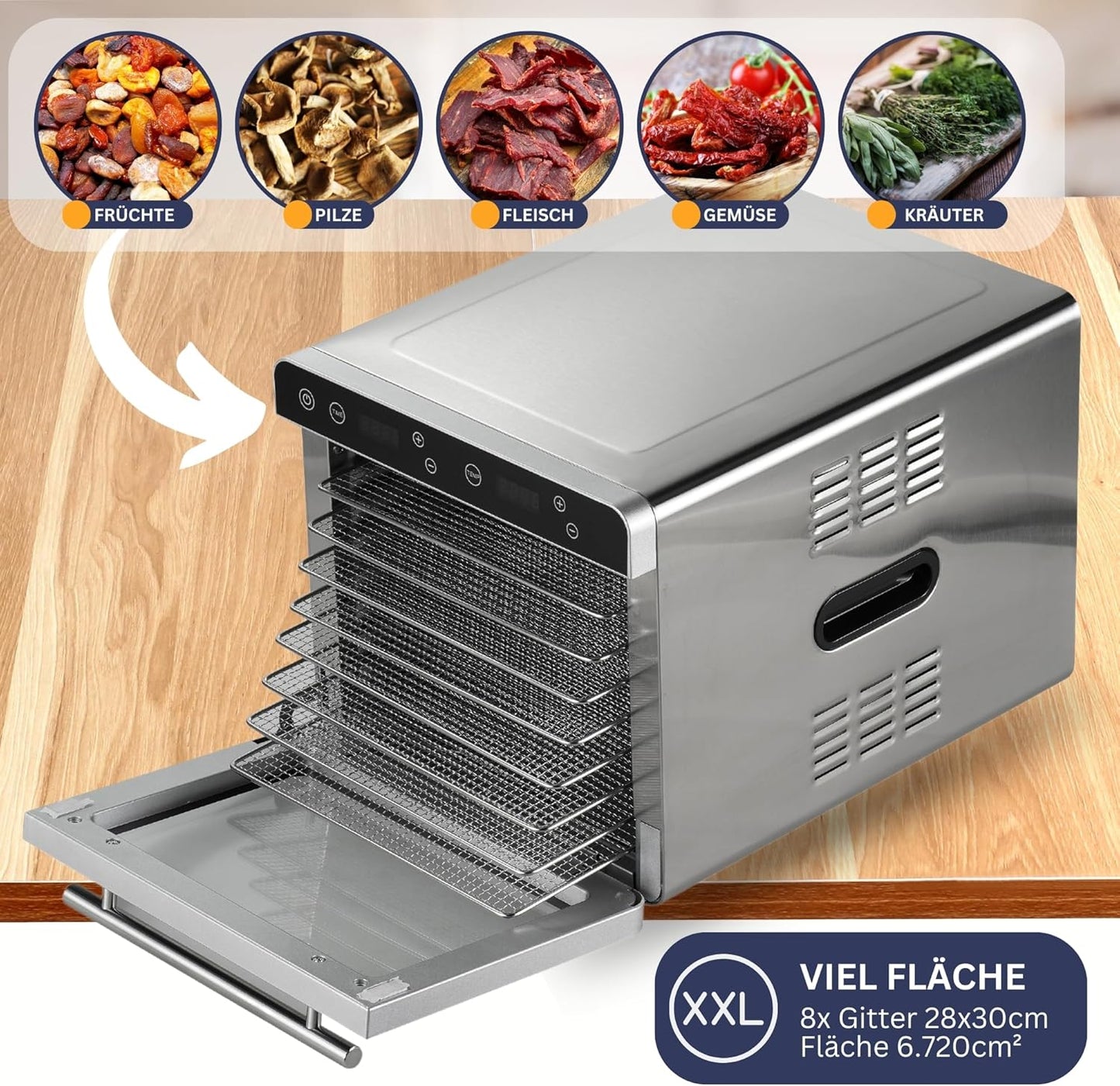 Dörrautomat Silence 700 XXL mit 8 Edelstahlgittern