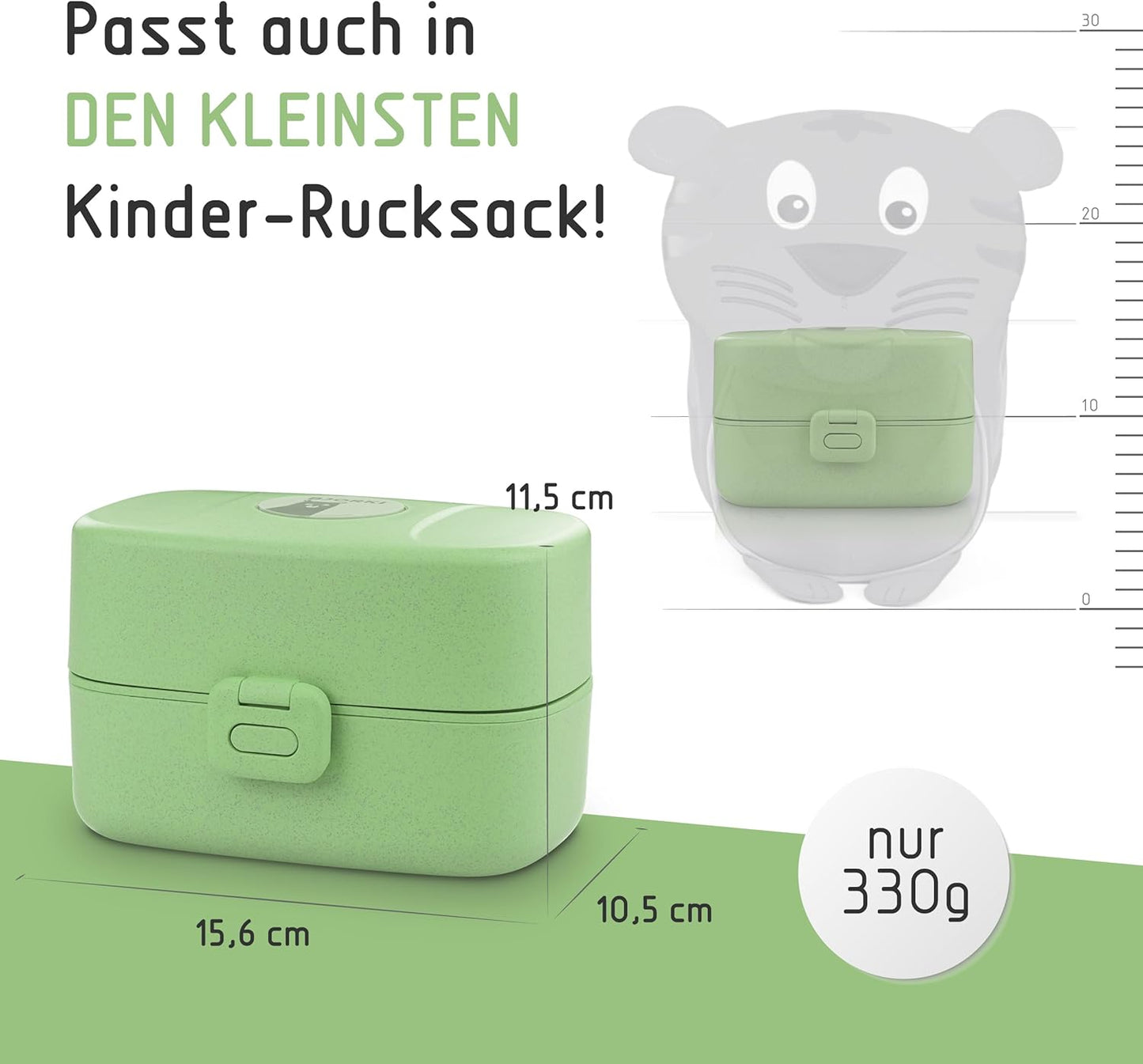 Bento Box für Kinder mit Namenssticker, Pastell Grün