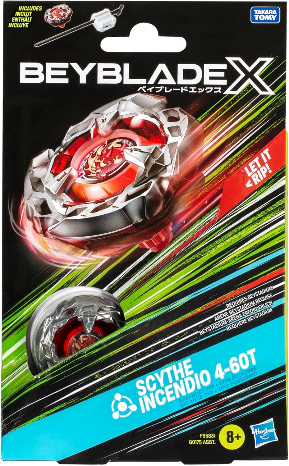 Beyblade Burst BBX Starter Pack, SCYTHE INCENDIO & LAUNCHER BX STARTER PACK
