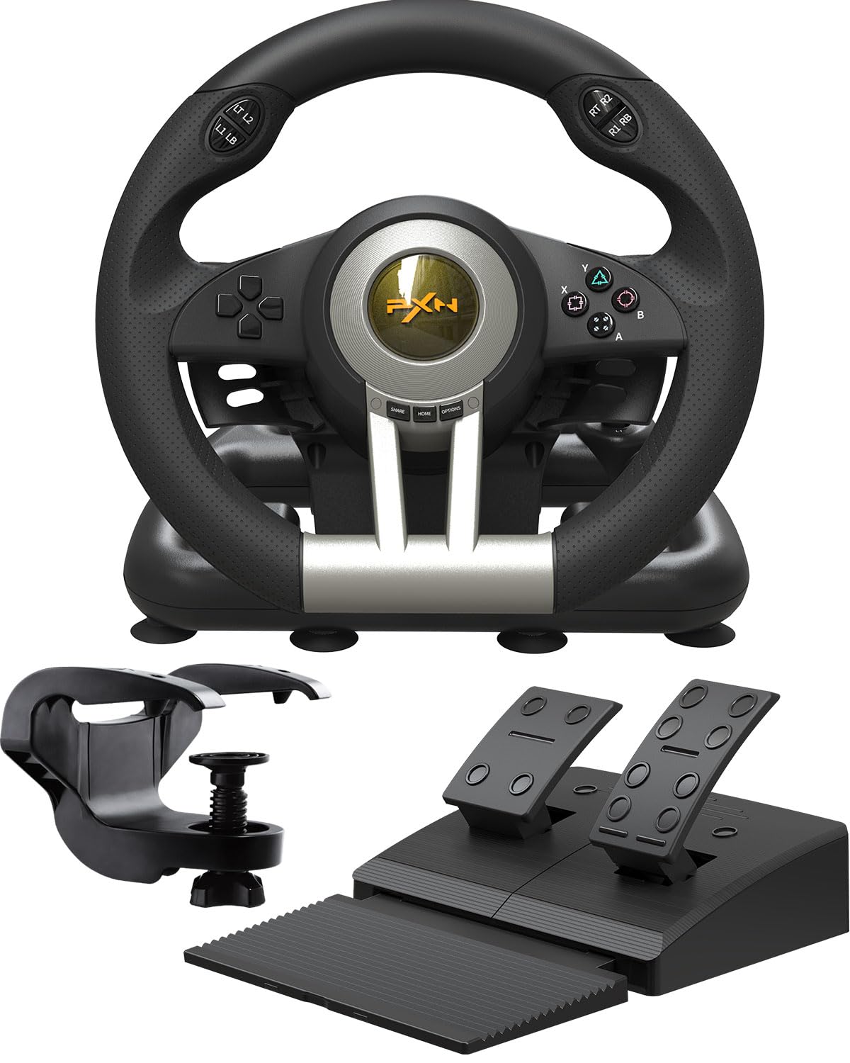 V3 Pro Gaming Lenkrad mit Pedalen, Schwarz