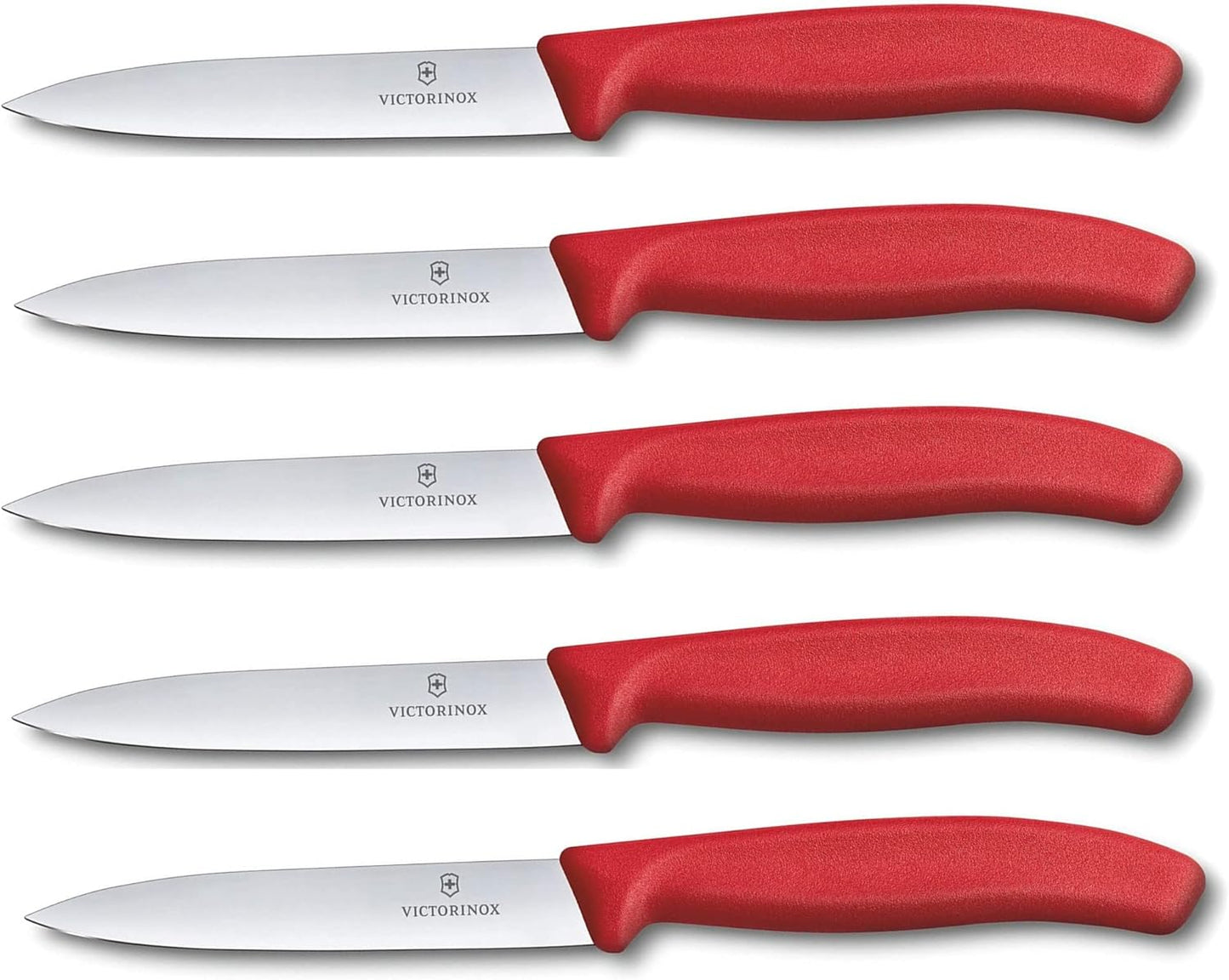 Swiss Classic Gemüsemesser-Set, 5er Set ohne Wellenschliff Rot