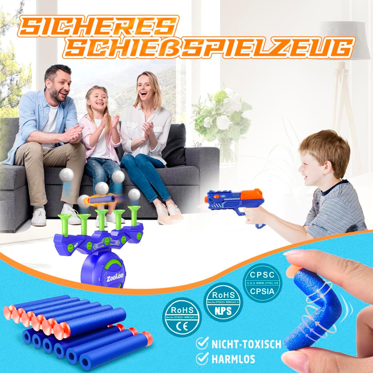 Hover Spielzeug Pistole für Zielscheiben, Blau