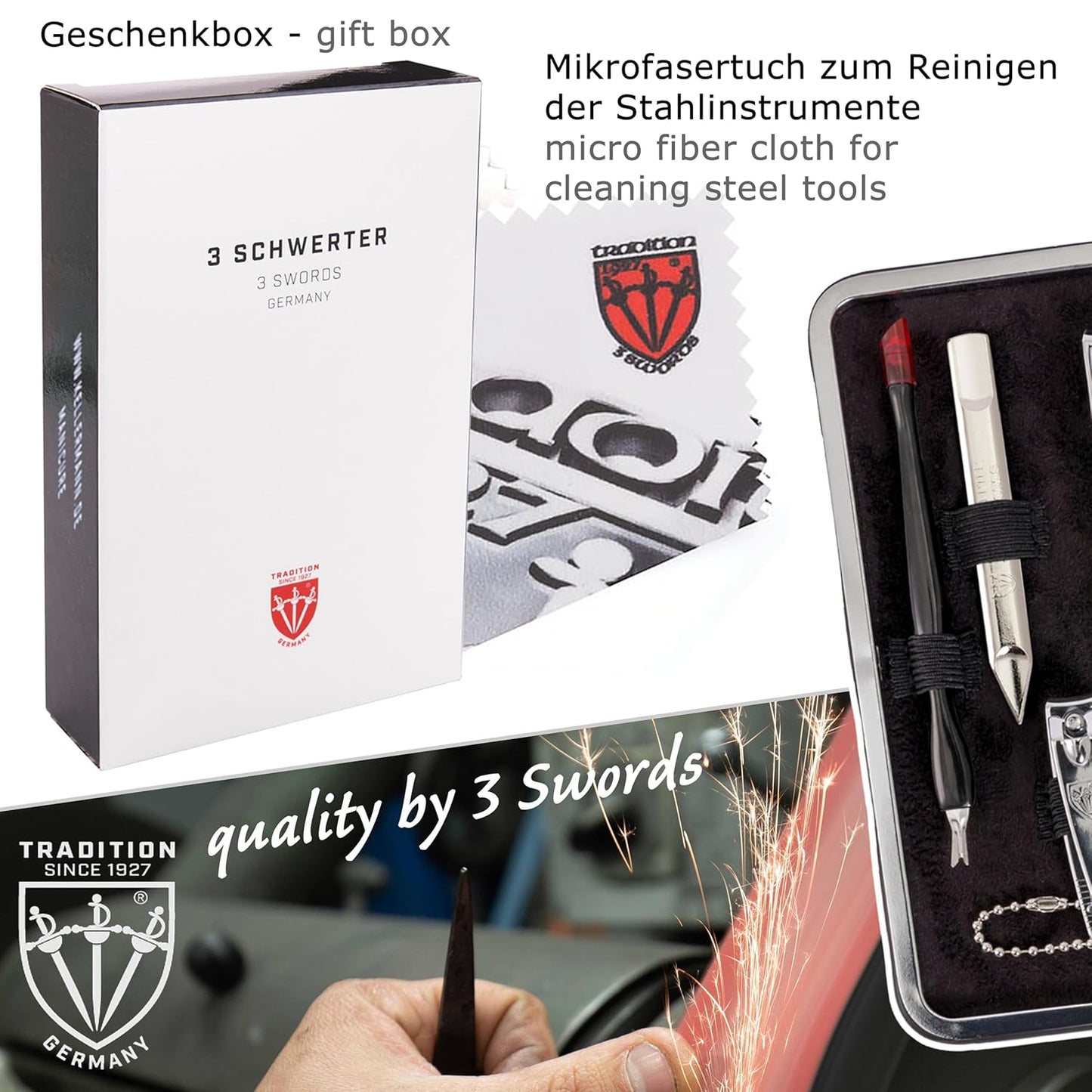 ‎Cuneo 8-teiliges Maniküre Set, KUNSTLEDER - SCHWARZ