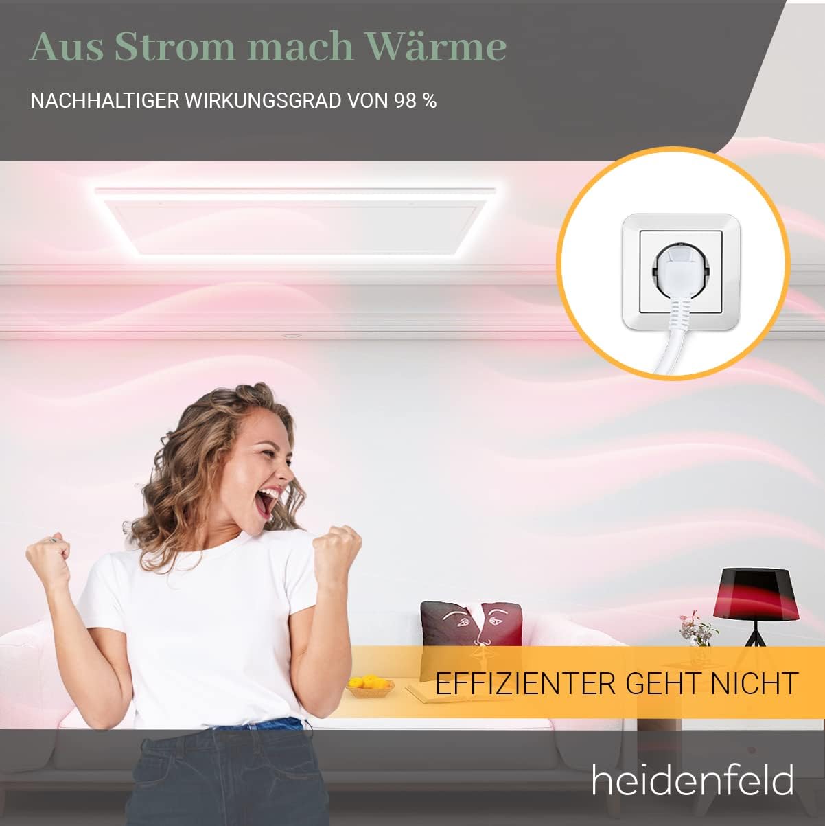 Infrarot-Deckenheizung HF-HP500 mit Thermostat, 390 Watt Warmweiss