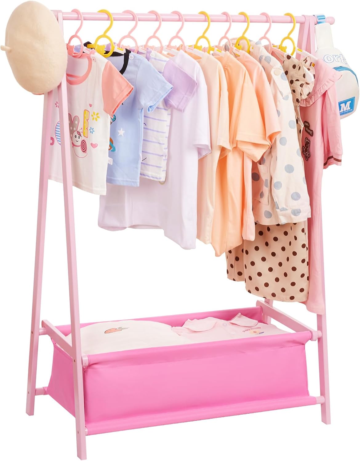 Kinderkleiderständer mit Aufbewahrungskiste, Rosa