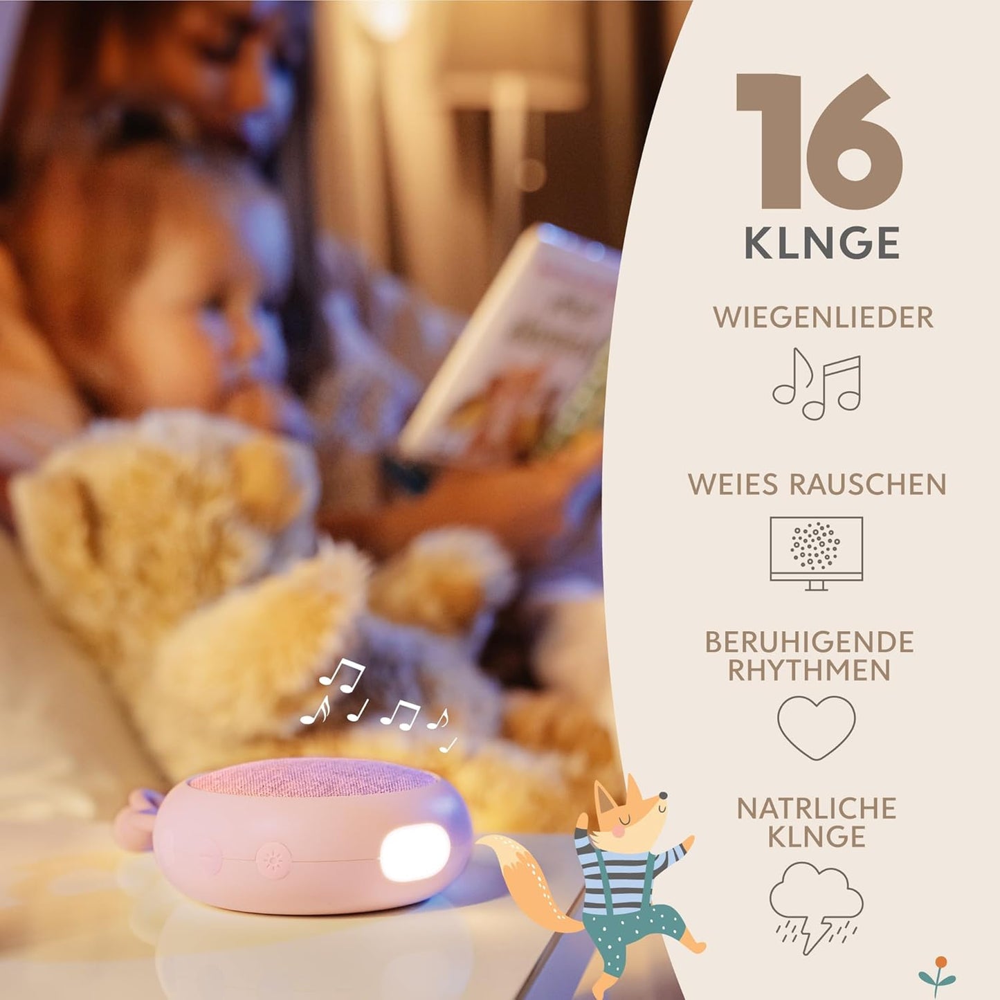 White Noise Machine mit Nachtlicht, Rosa