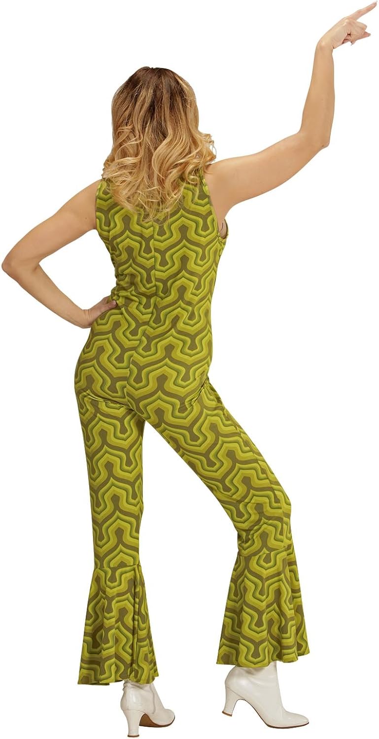 Retro 70er Jahre Jumpsuit mit Tapetenmuster, XS