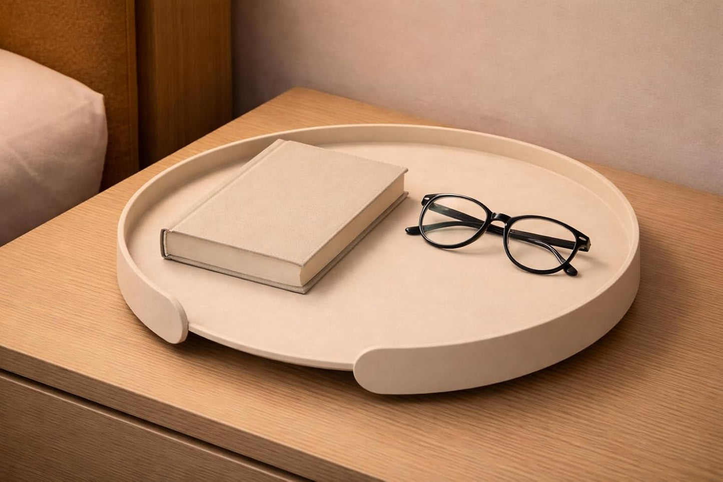 Rundes Serviertablett, Champagne Beige