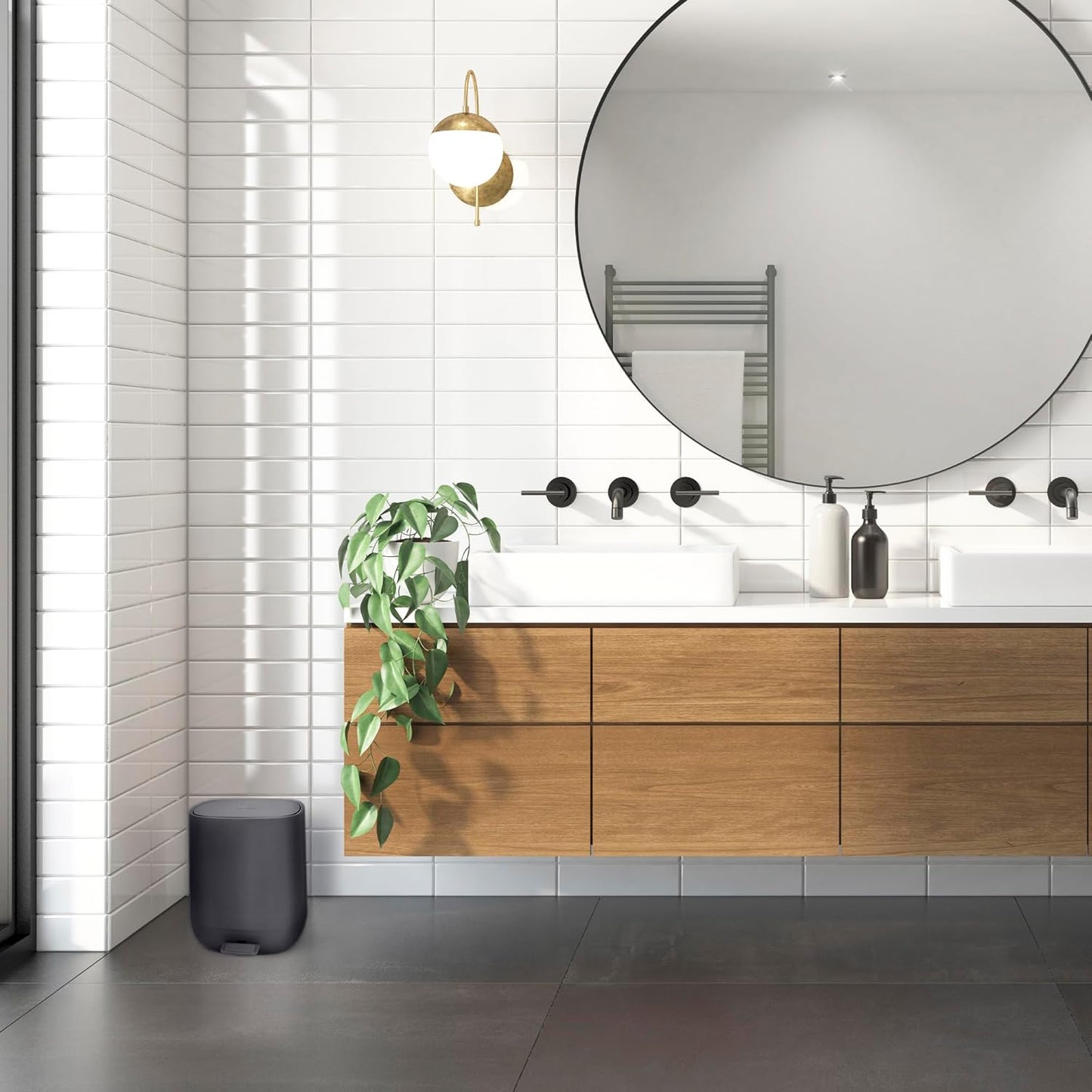 Badezimmer-Mülleimer mit Softclose-Deckel, Anthrazit