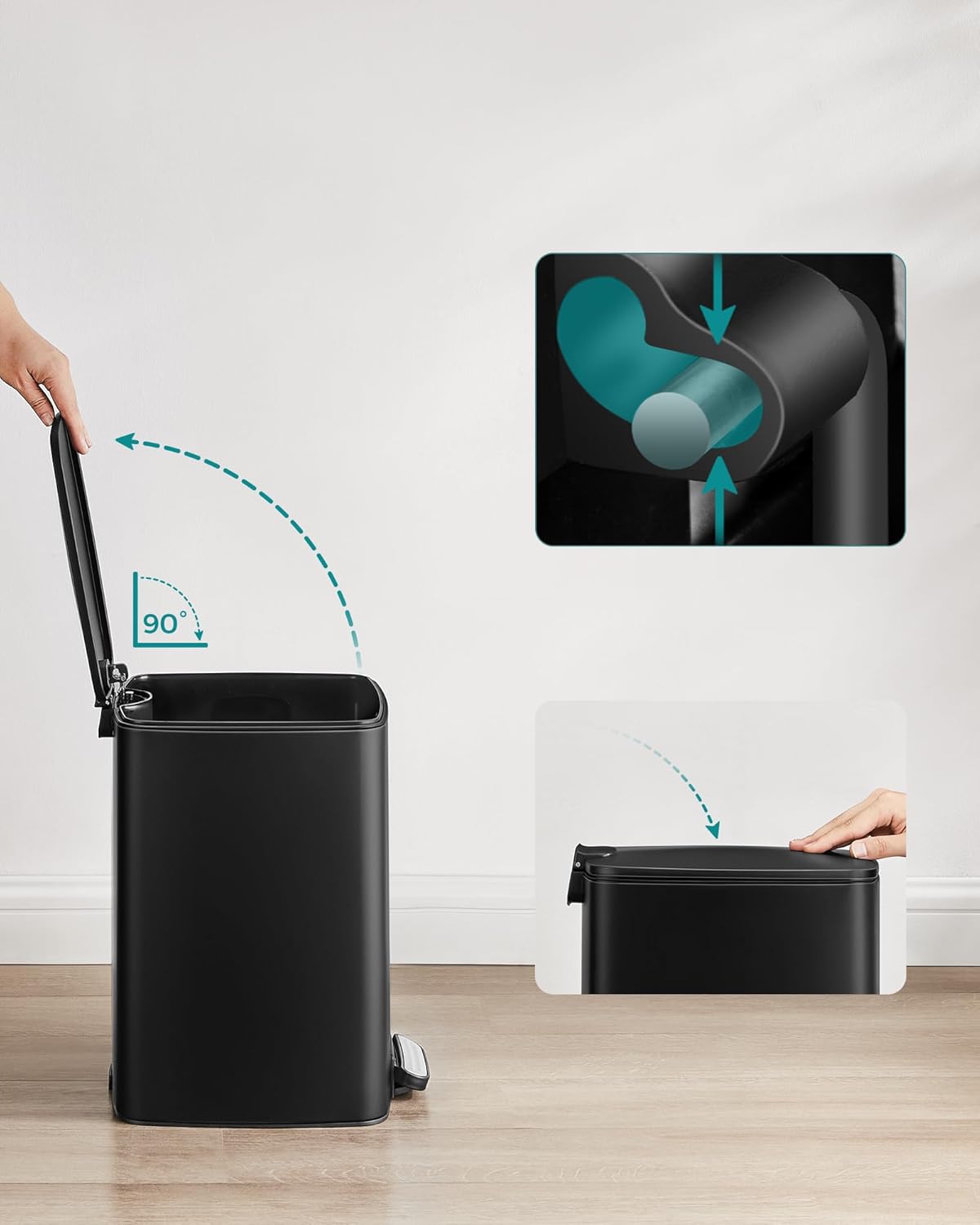 Tretmülleimer mit Inneneimer und Softclose, tintenschwarz 20 L
