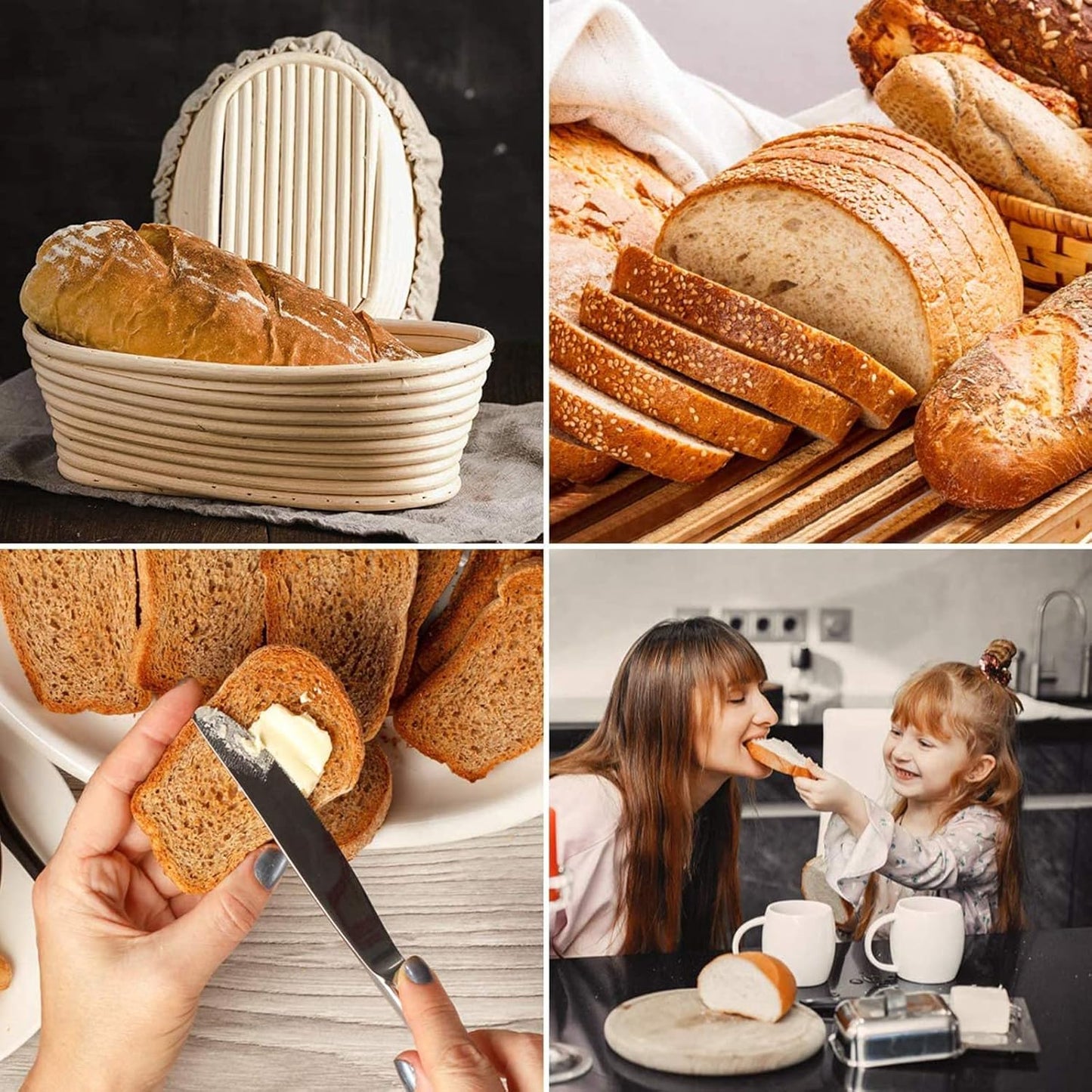 2 Stück ovale Gärkörbchen mit Zubehör-Set, 2 pcs Oval