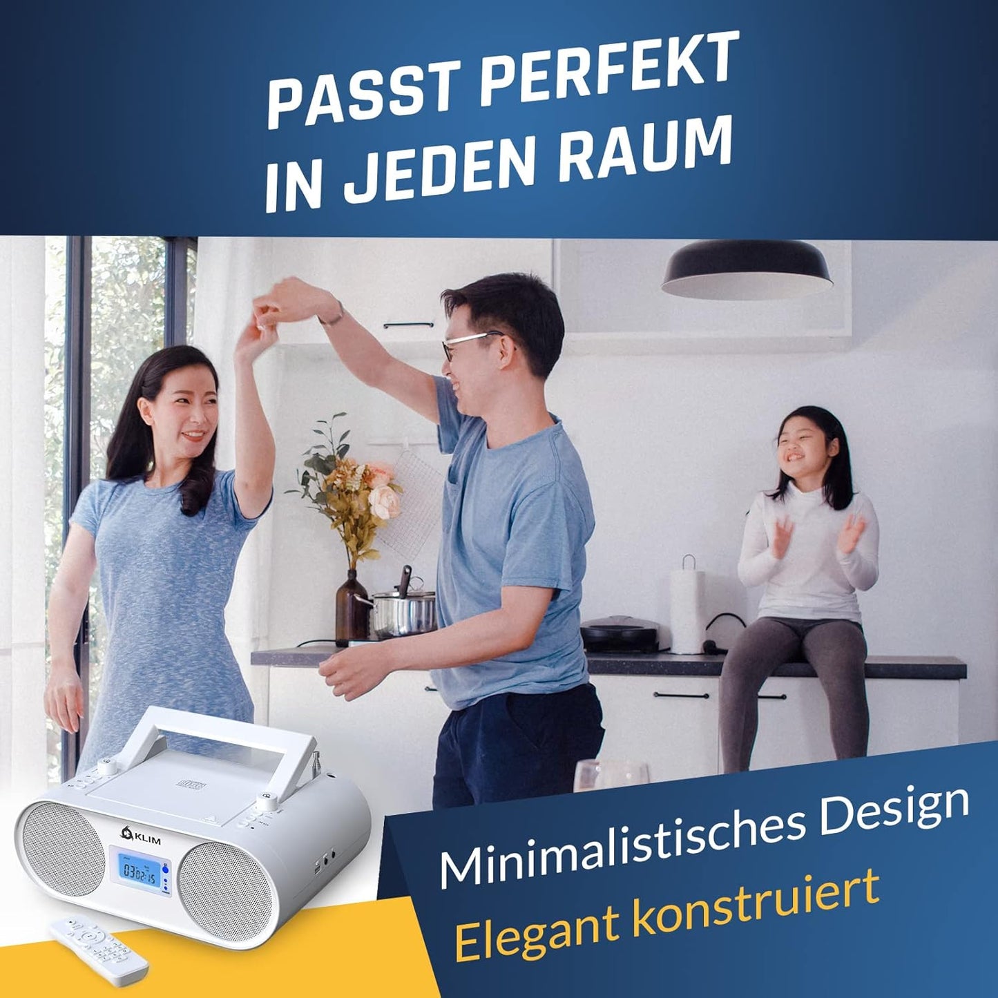 Tragbare Boombox mit CD-Player & Bluetooth, Weiß