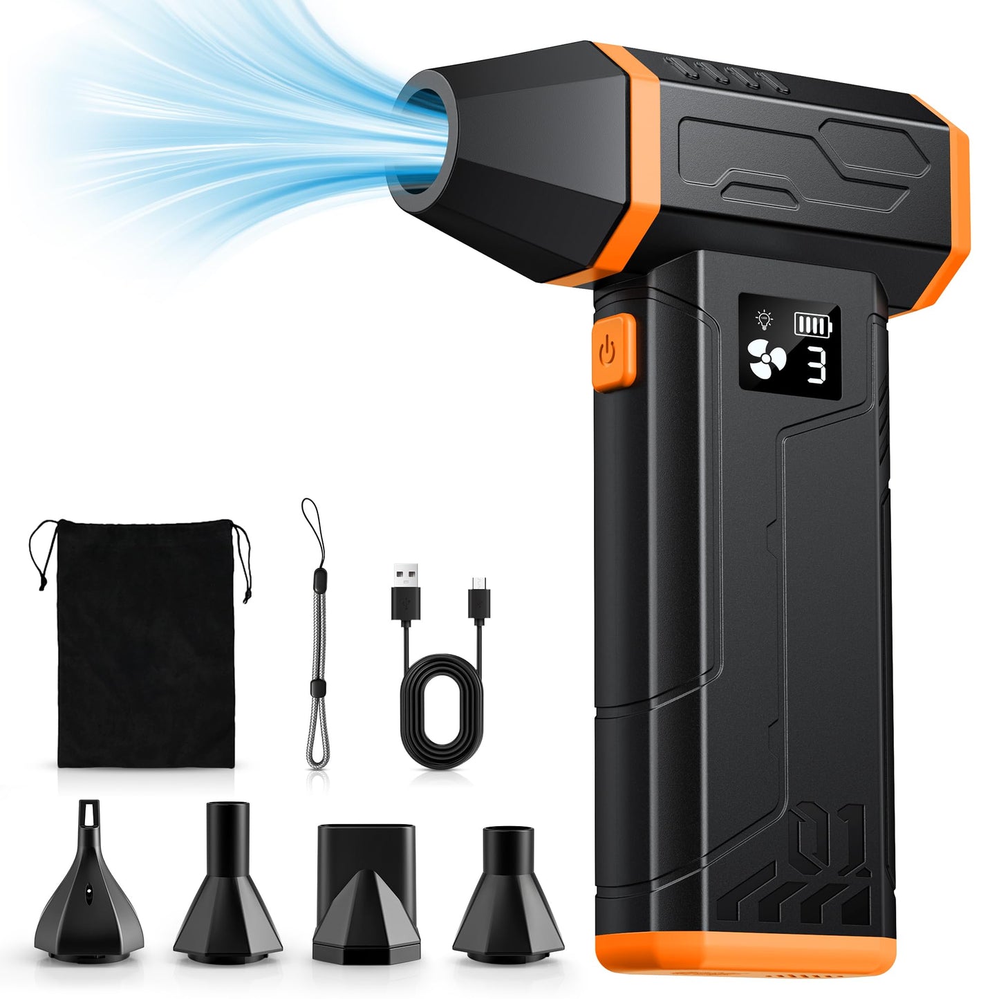 Elektrisches Druckluftspray für PC-Reinigung, Orange