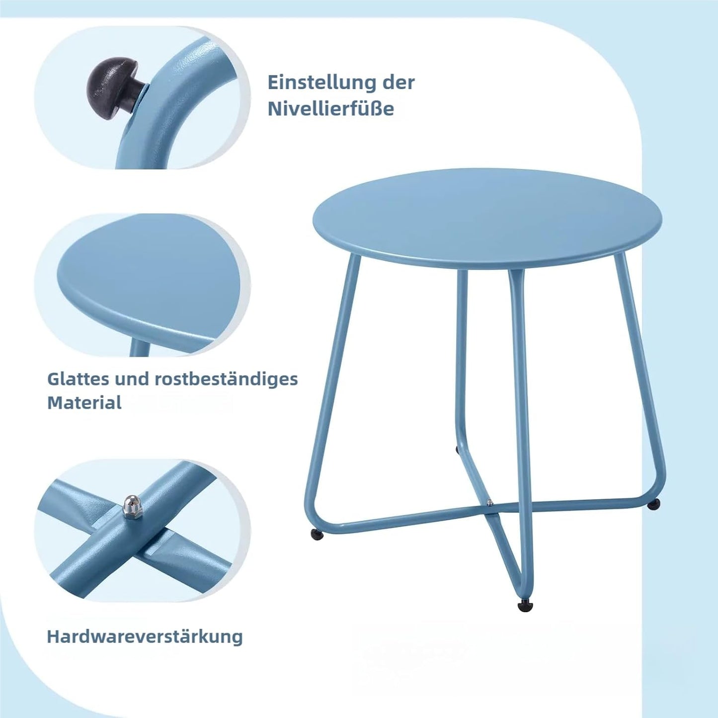 Beistelltisch mit verstellbaren Beinen, Ø 45x45H cm Blau