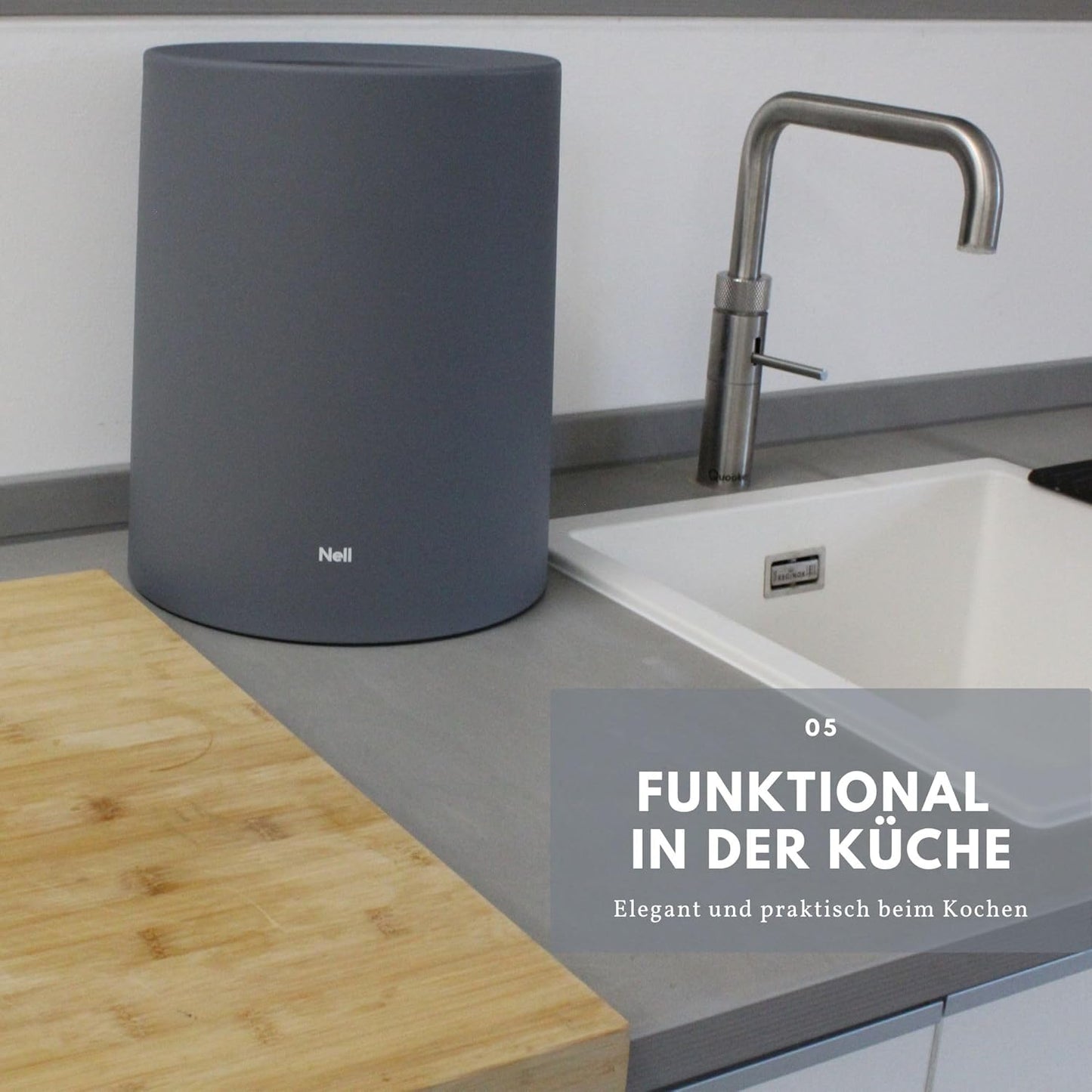 Mülleimer, 12L, 12l ohne Deckel Grau